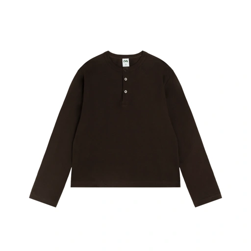 Henley Fitted Long Sleeve Tee Brown