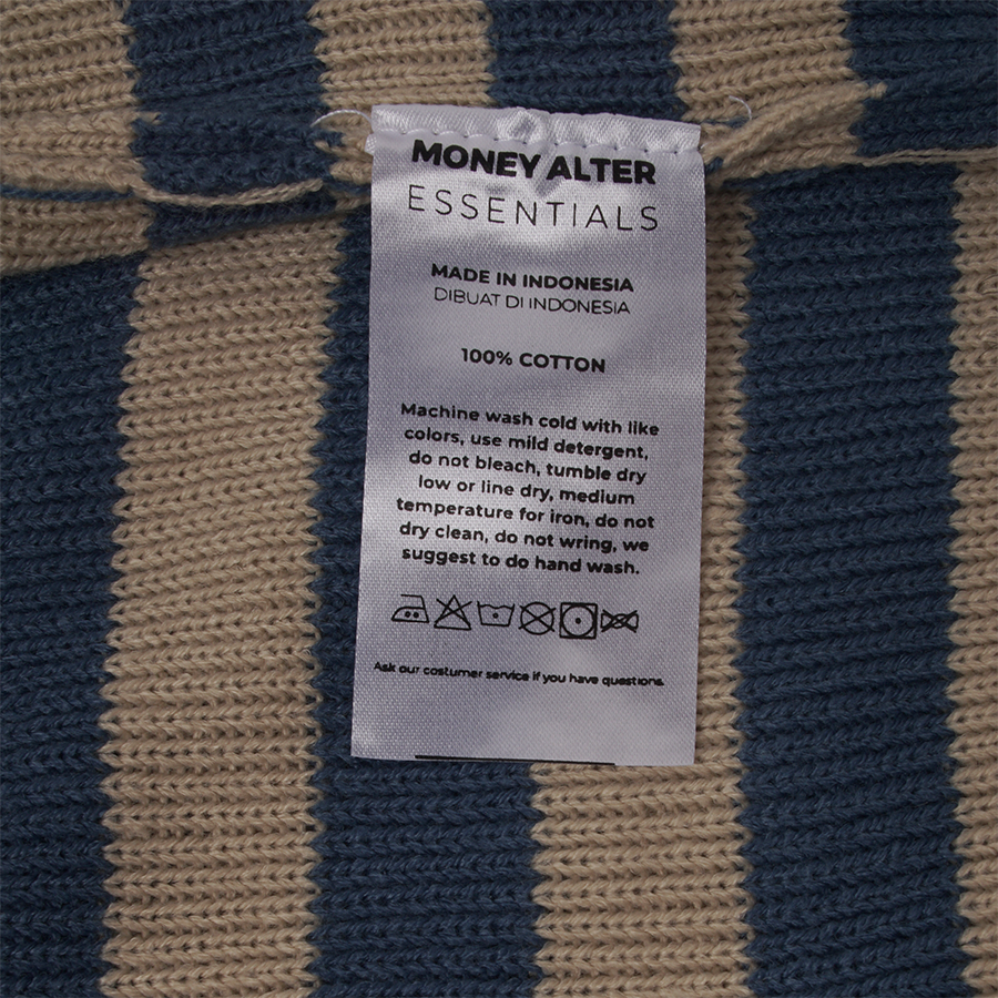 Bloom Stripes Knitwear Denim Khaki