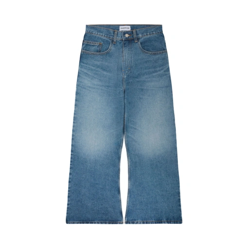 Wide Flare Denim Pants Aged Wash