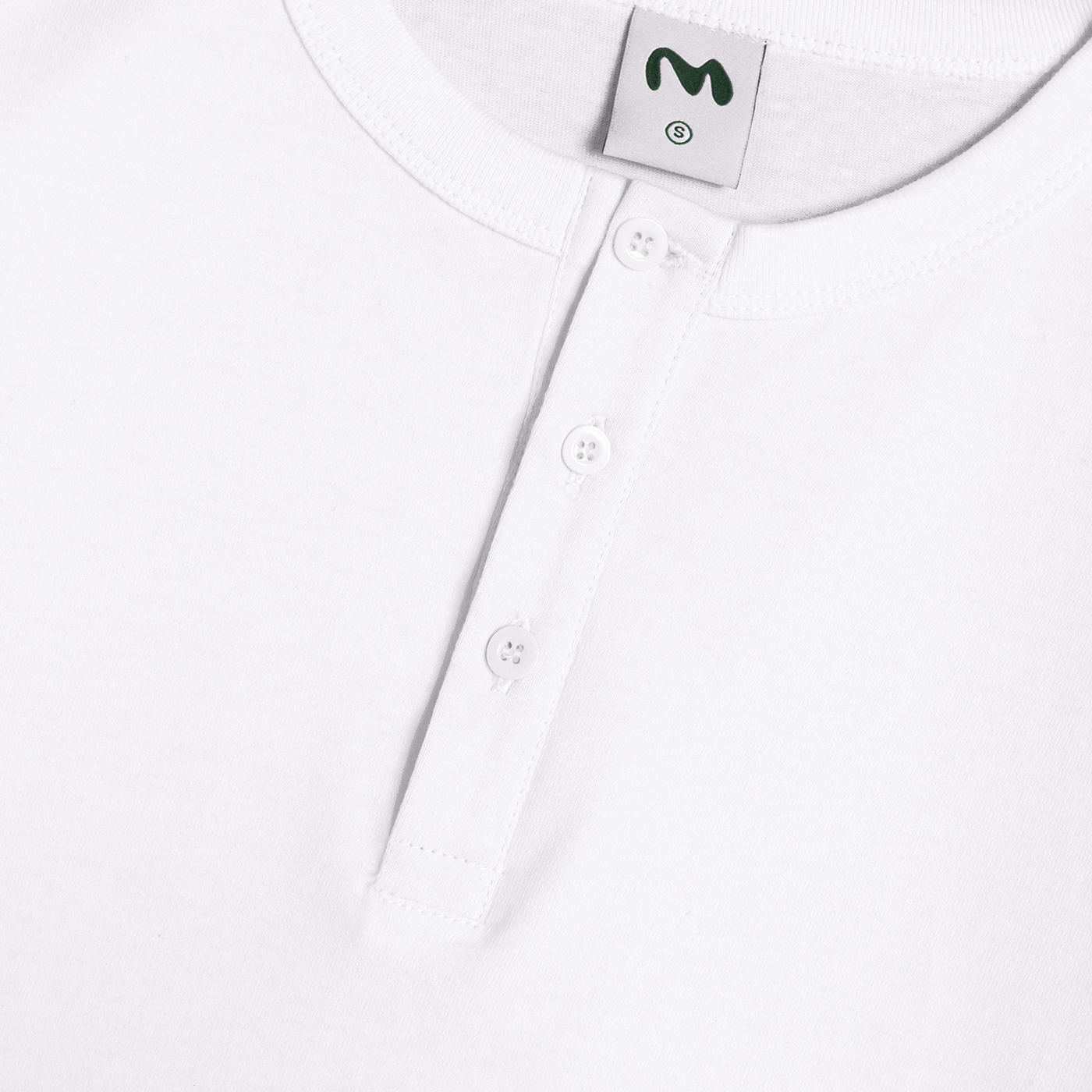 Henley Fitted Long Sleeve Tee White