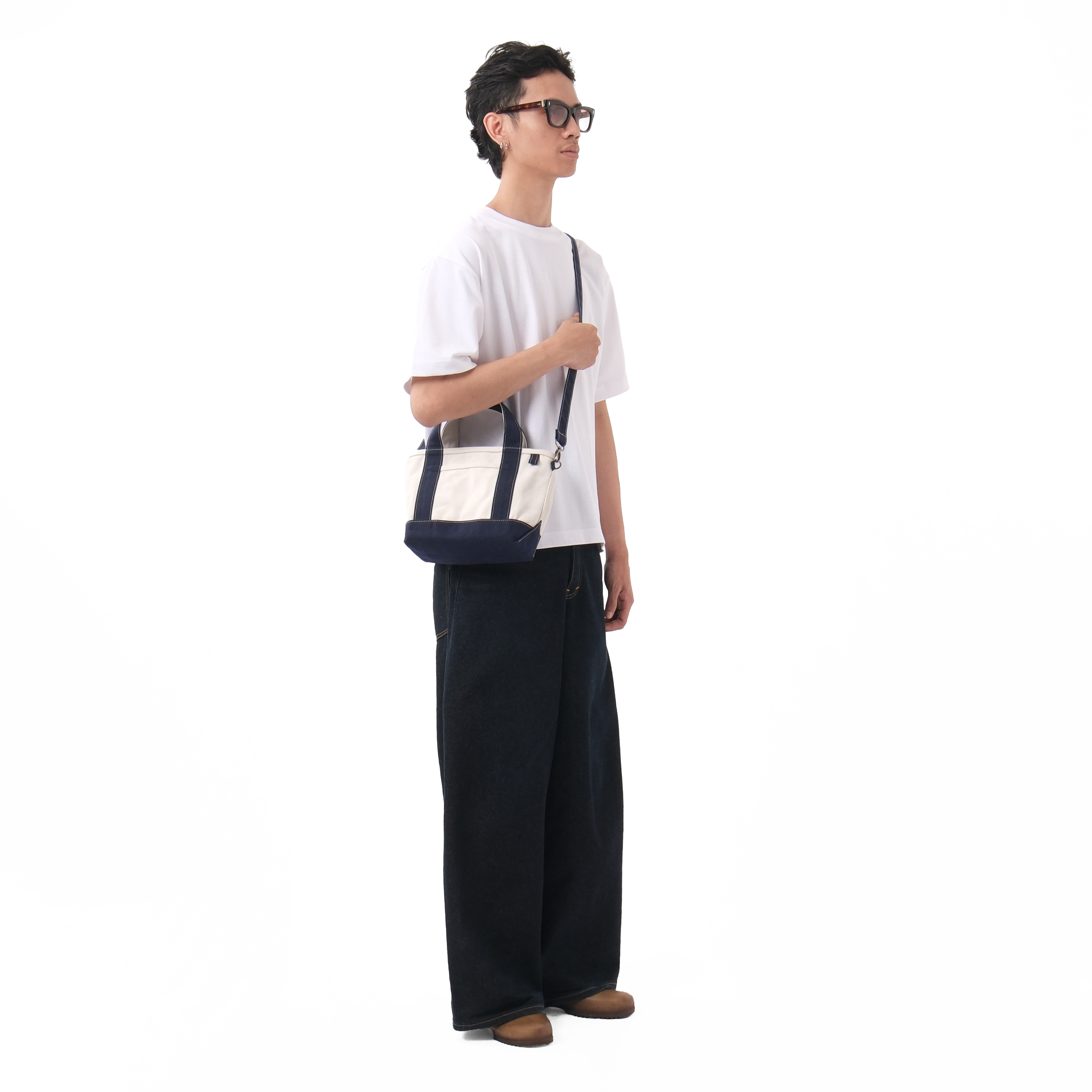 Heavy Canvas Bag Small Size Natural and Navy
