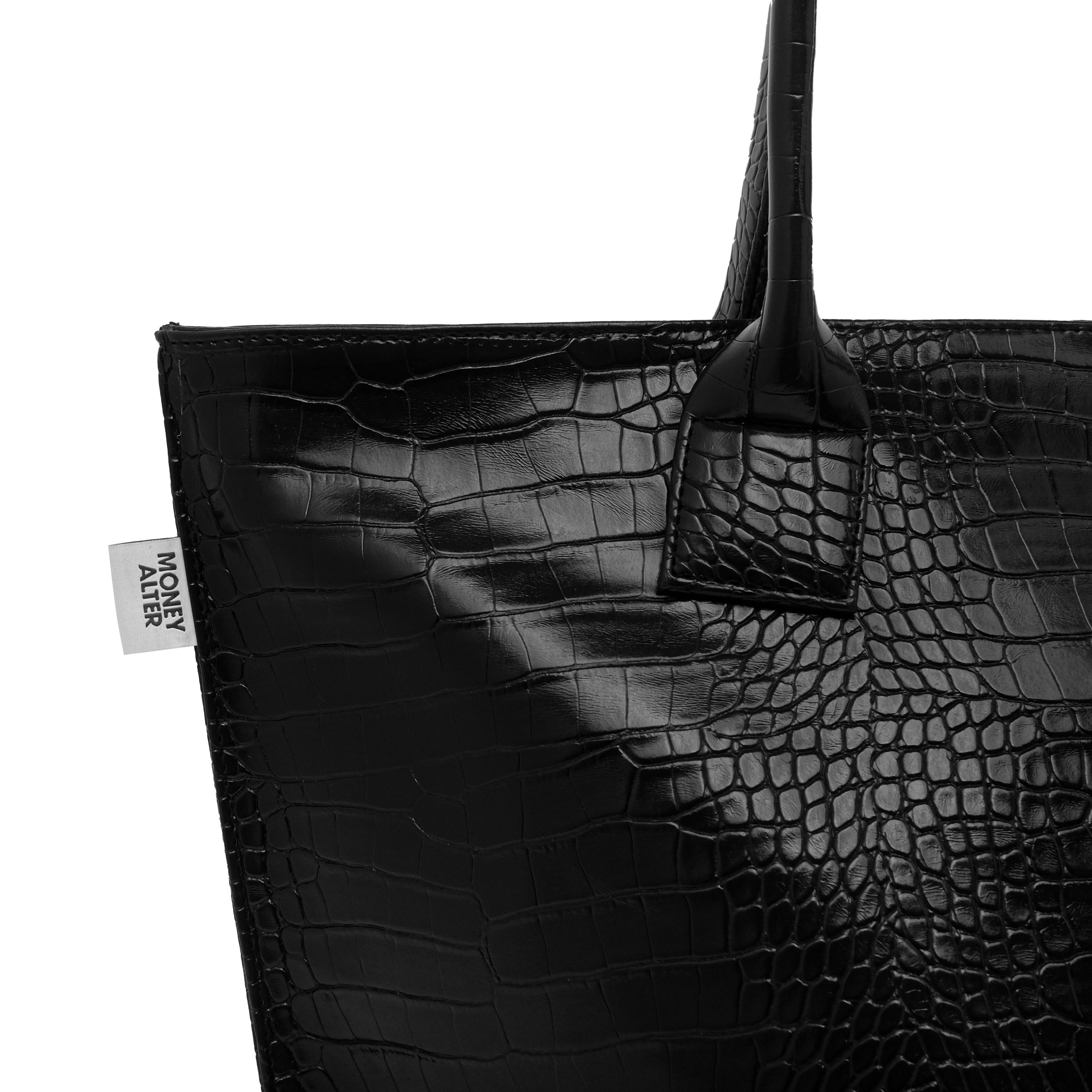 Croco Leather Totebag Black