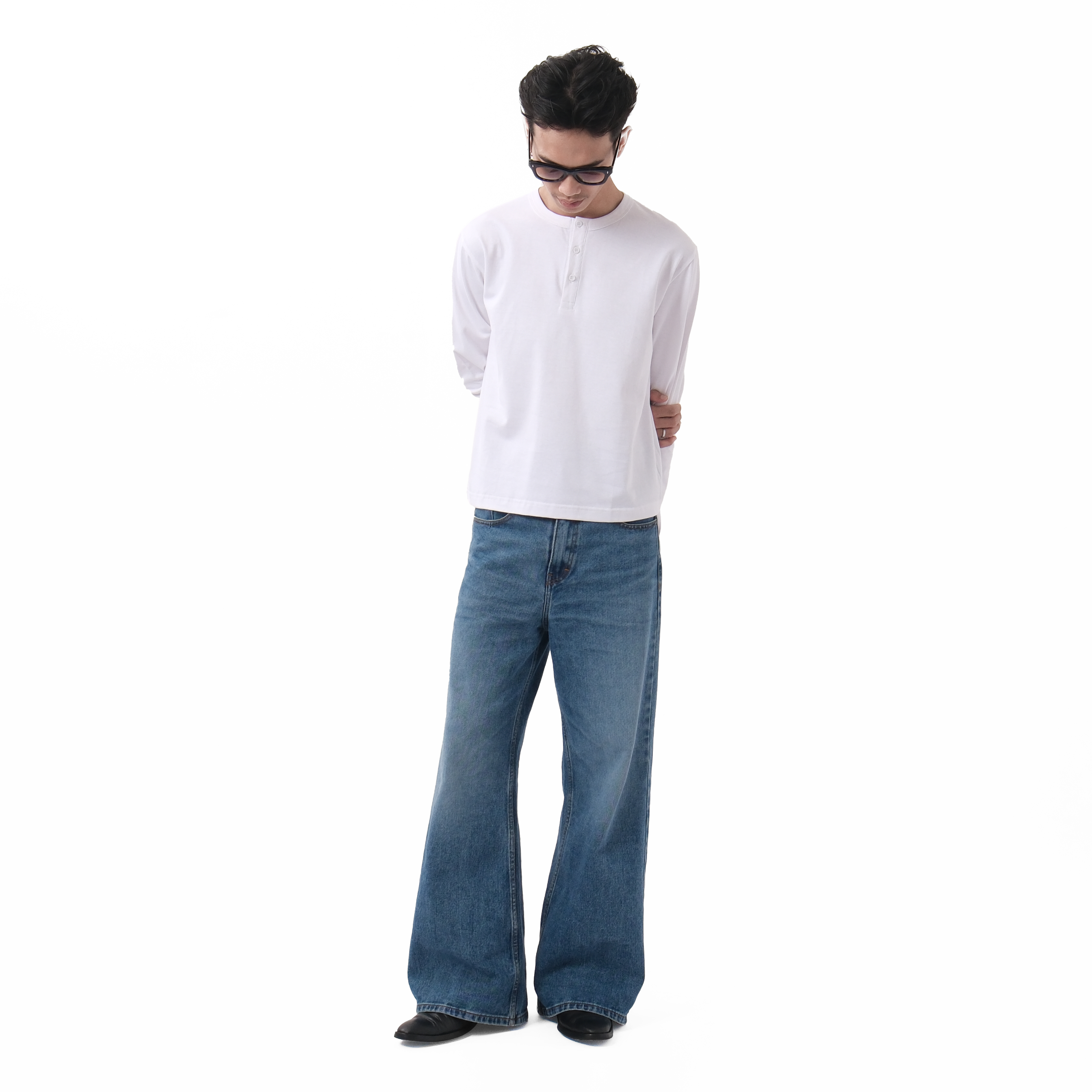 Henley Fitted Long Sleeve Tee White