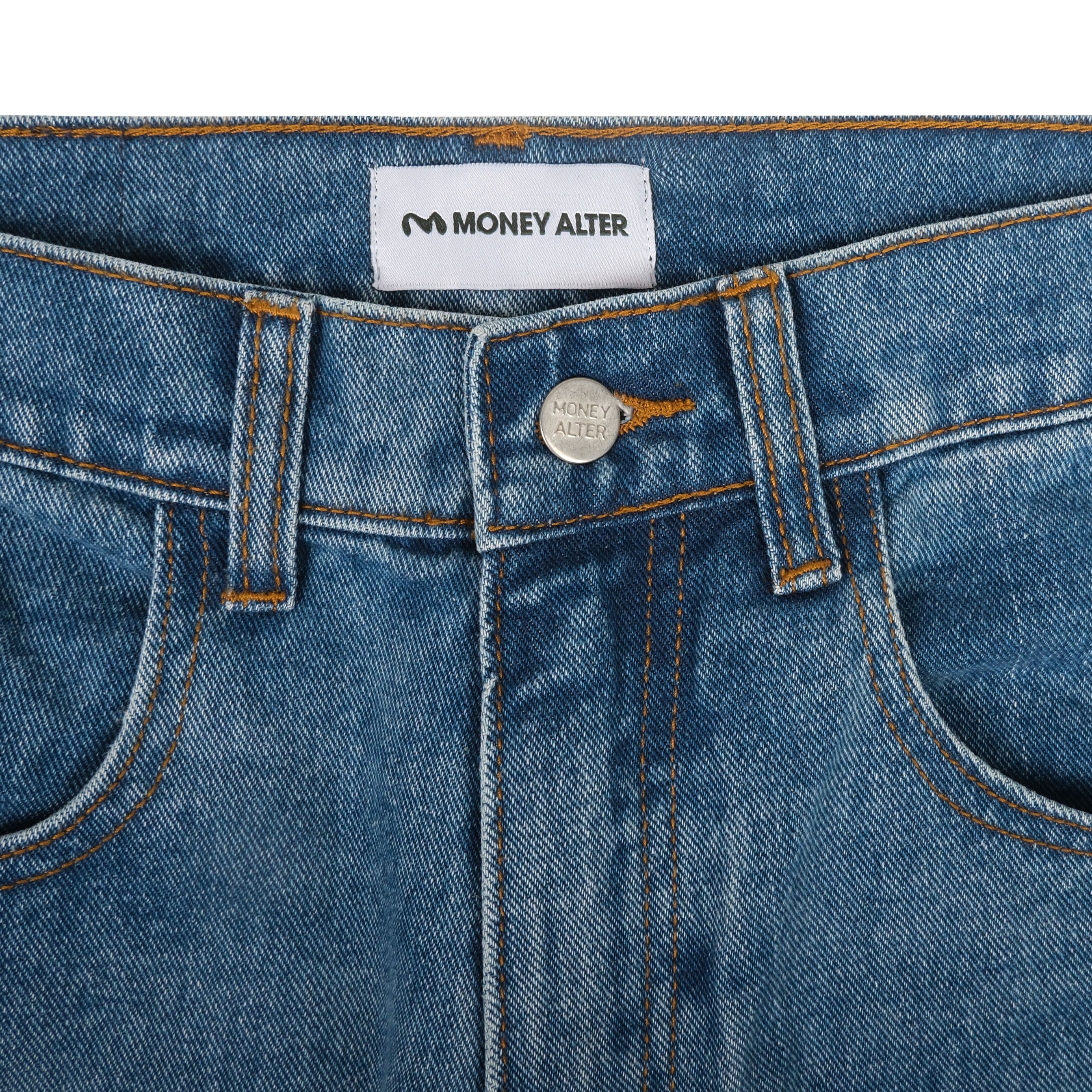 Wide Flare Denim Pants Aged Wash