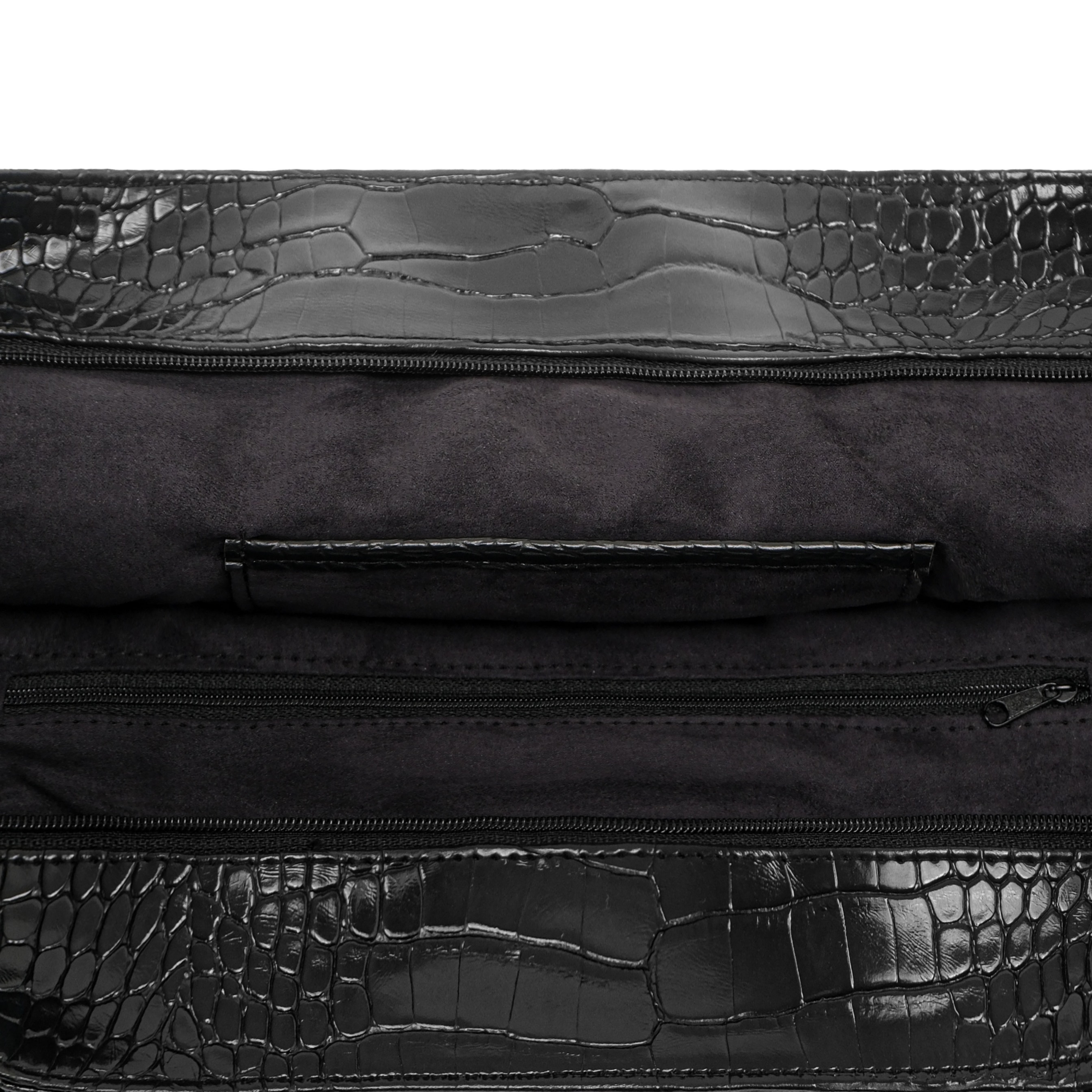 Croco Leather Totebag Black