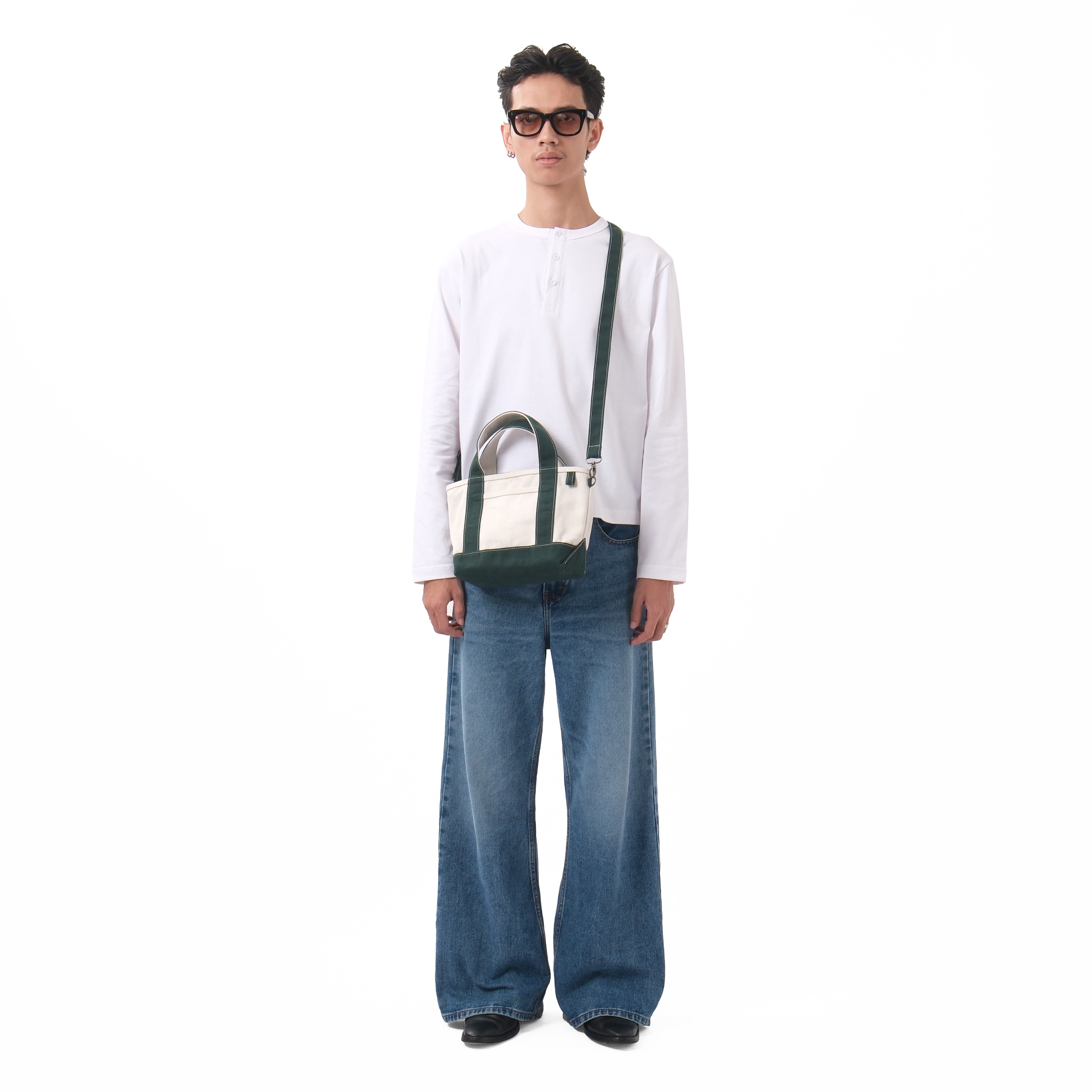 Heavy Canvas Bag Small Size Natural and Green