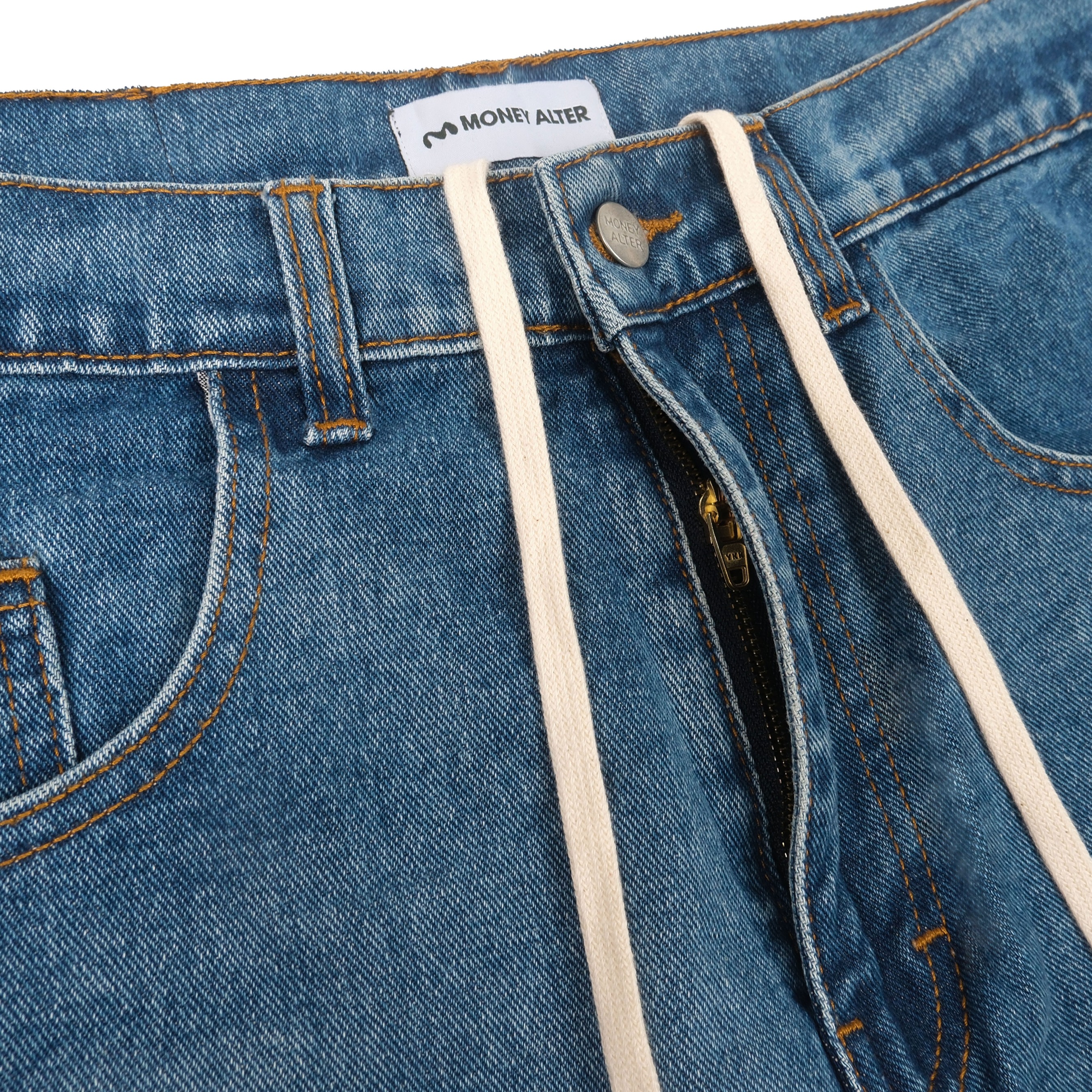 Wide Flare Denim Pants Aged Wash