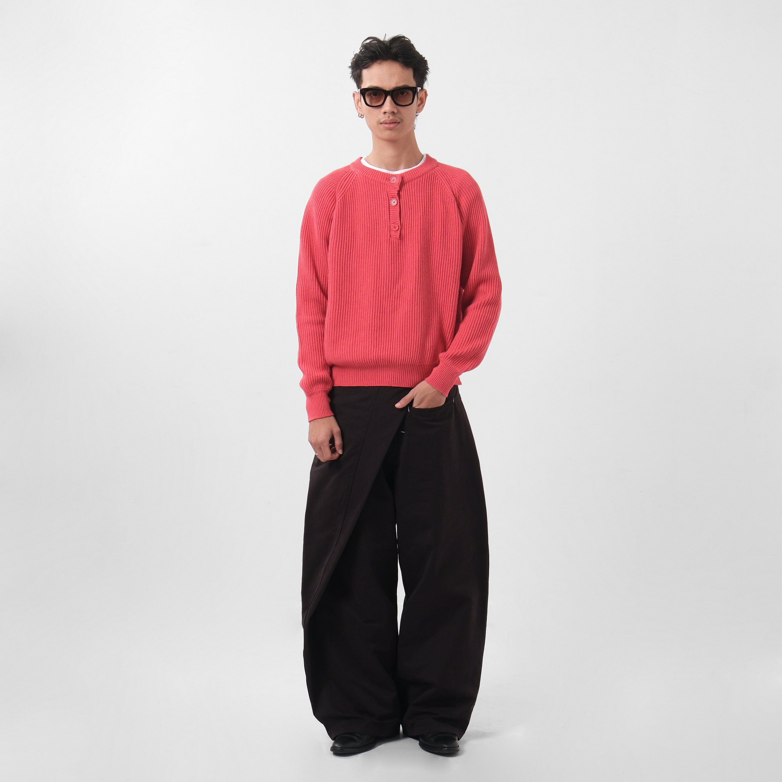 Henley Knit Washed Red