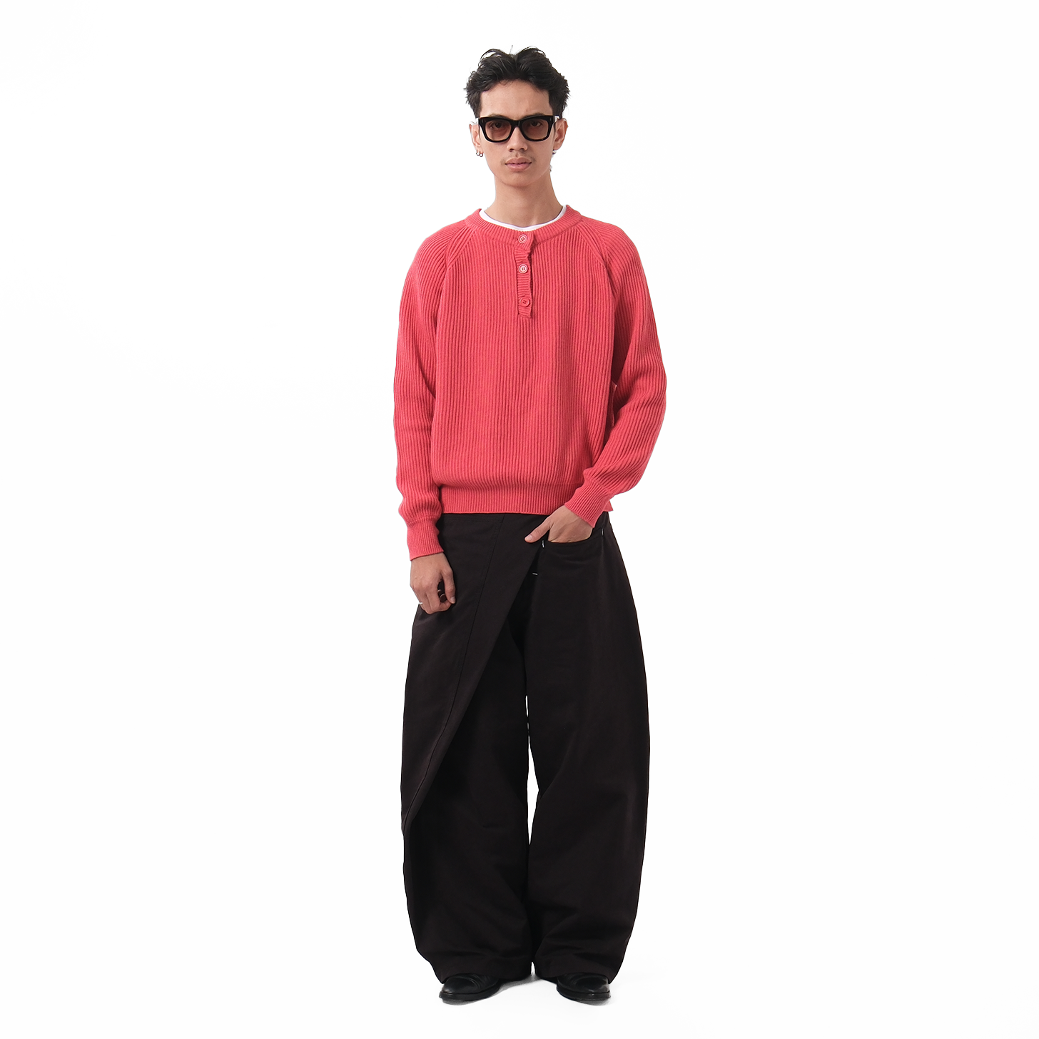 Henley Knit Washed Red