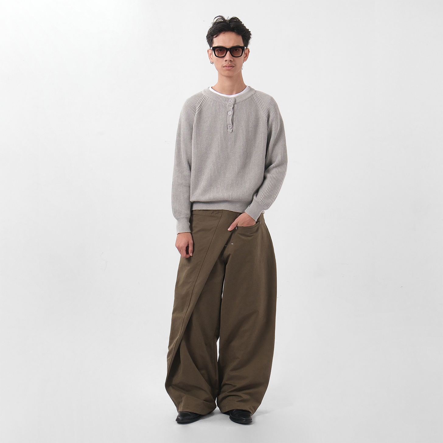 Henley Knit Light Grey