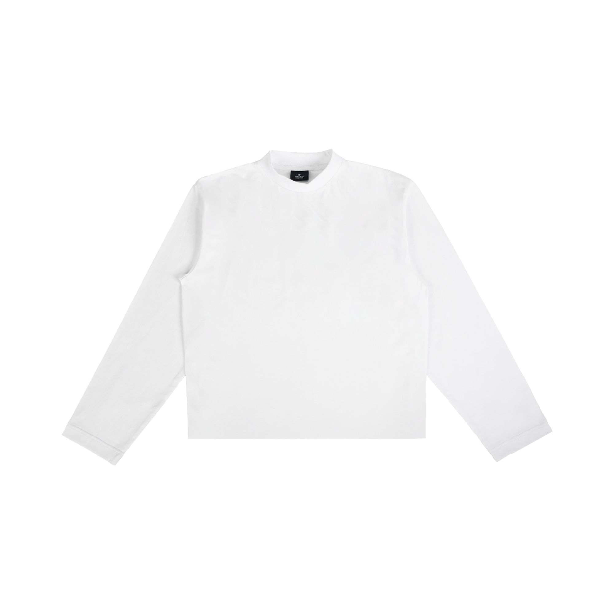 Crop Boxy Long Sleeve Tee - White