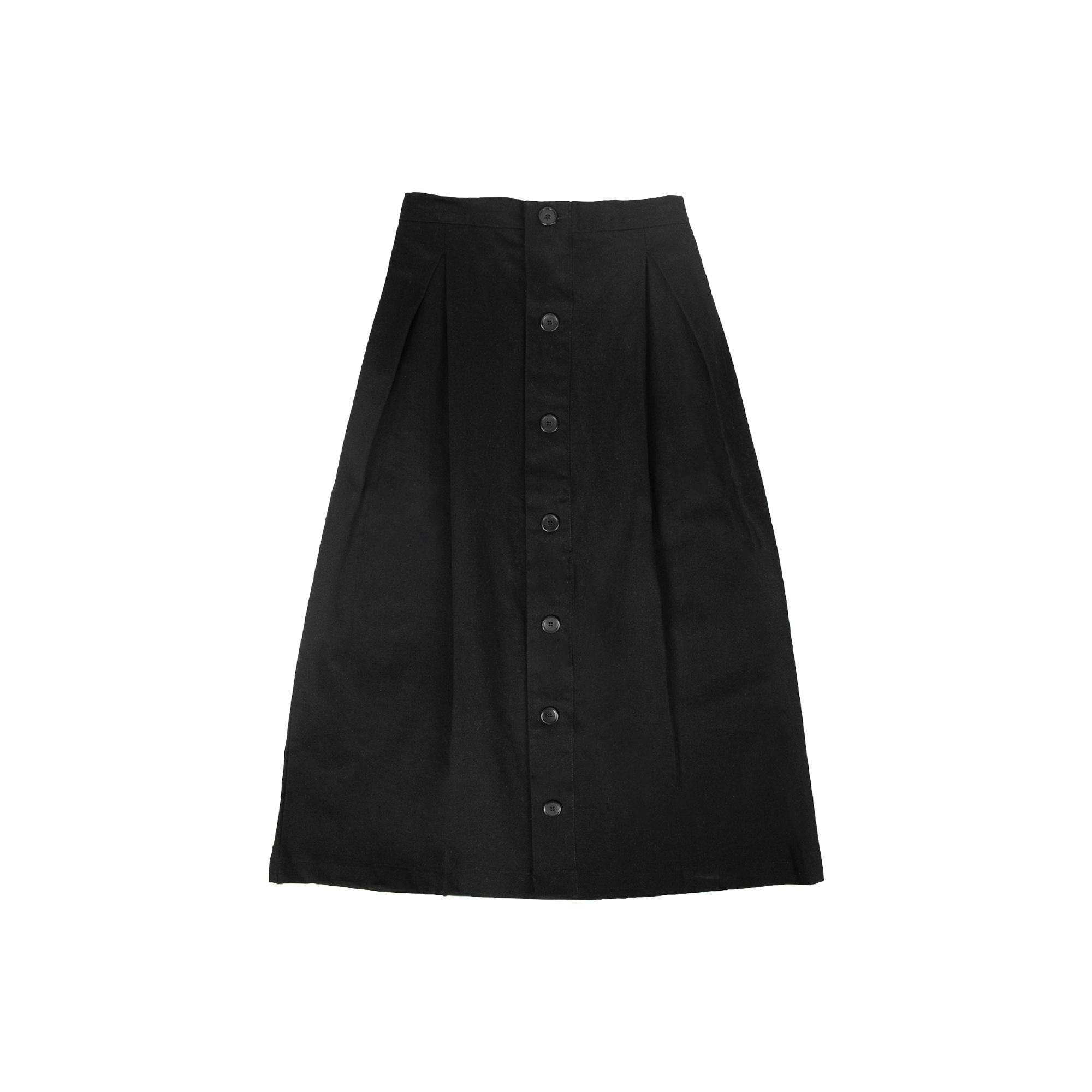 Double Fold Midi Skirt - Black 