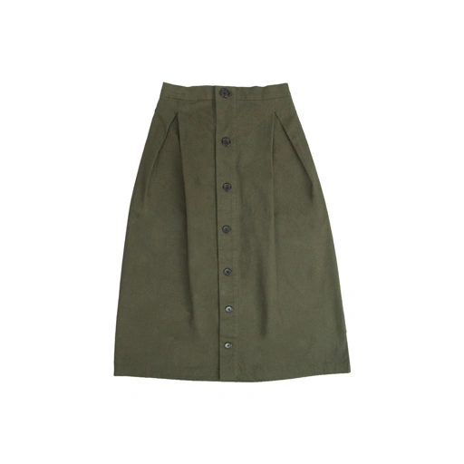 Image of Double Fold Midi Skirt - Dark Olive 