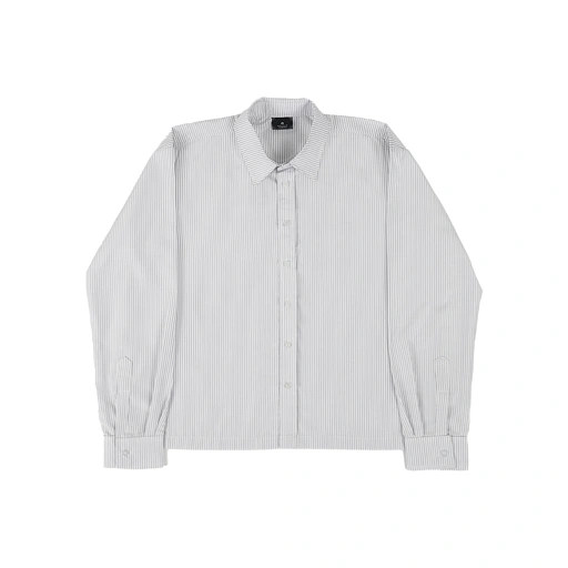 Image of White and Grey Long Sleeve Stripes Shirt 