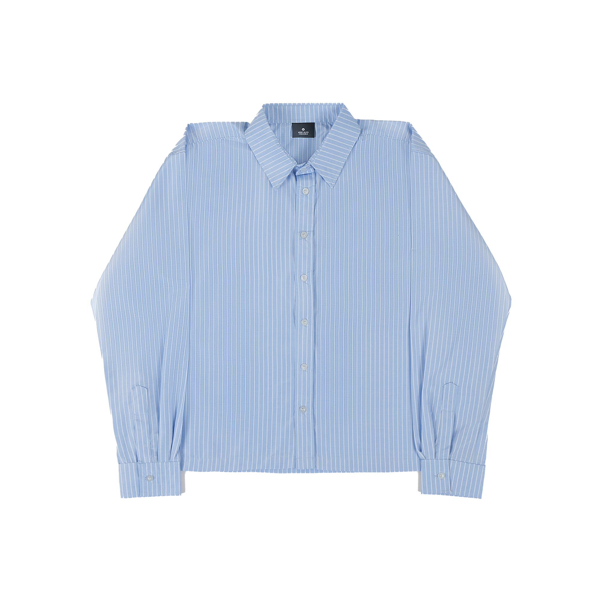 Blue and White Long Sleeve Stripes Shirt