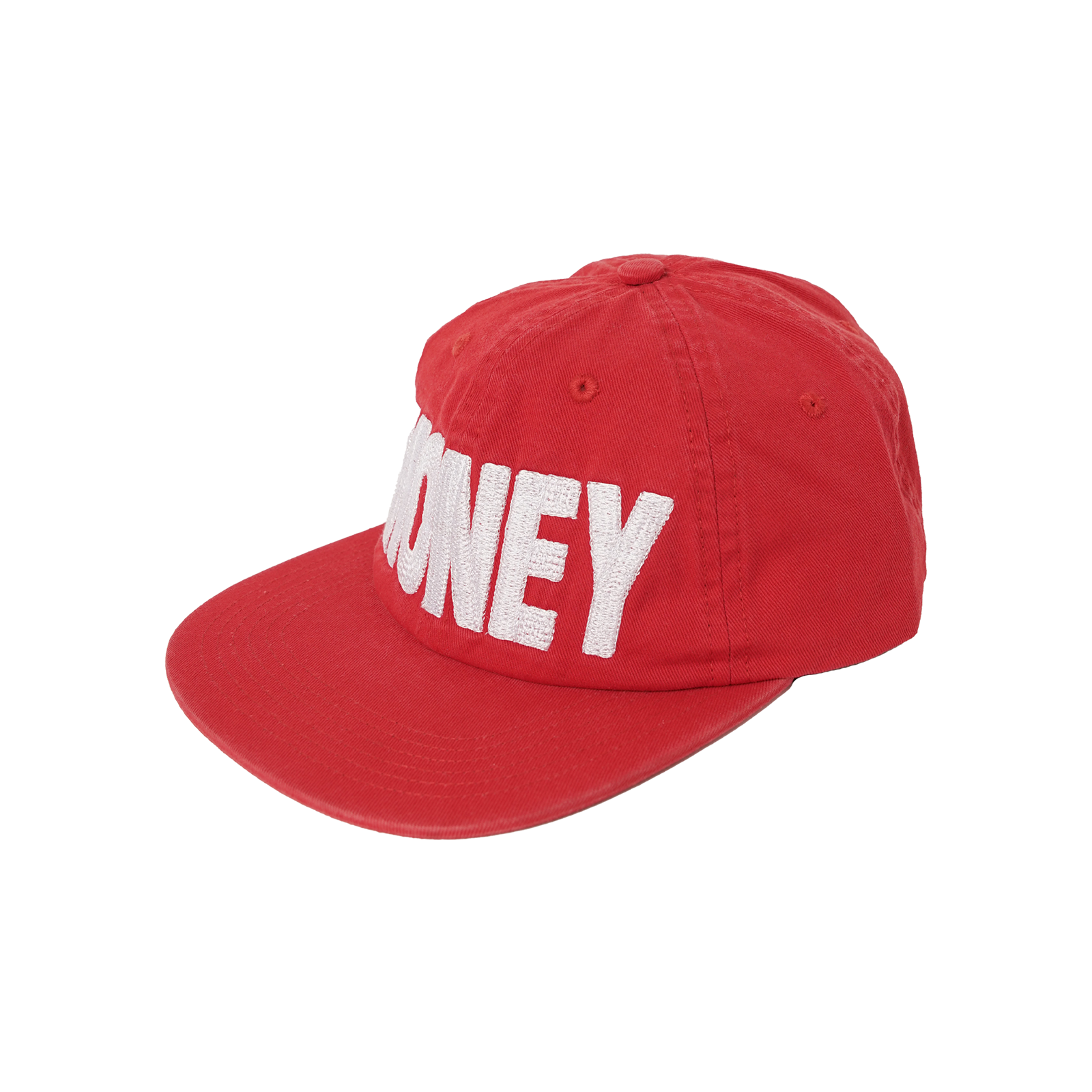 'Money' Red Wash 6-Panel Cap