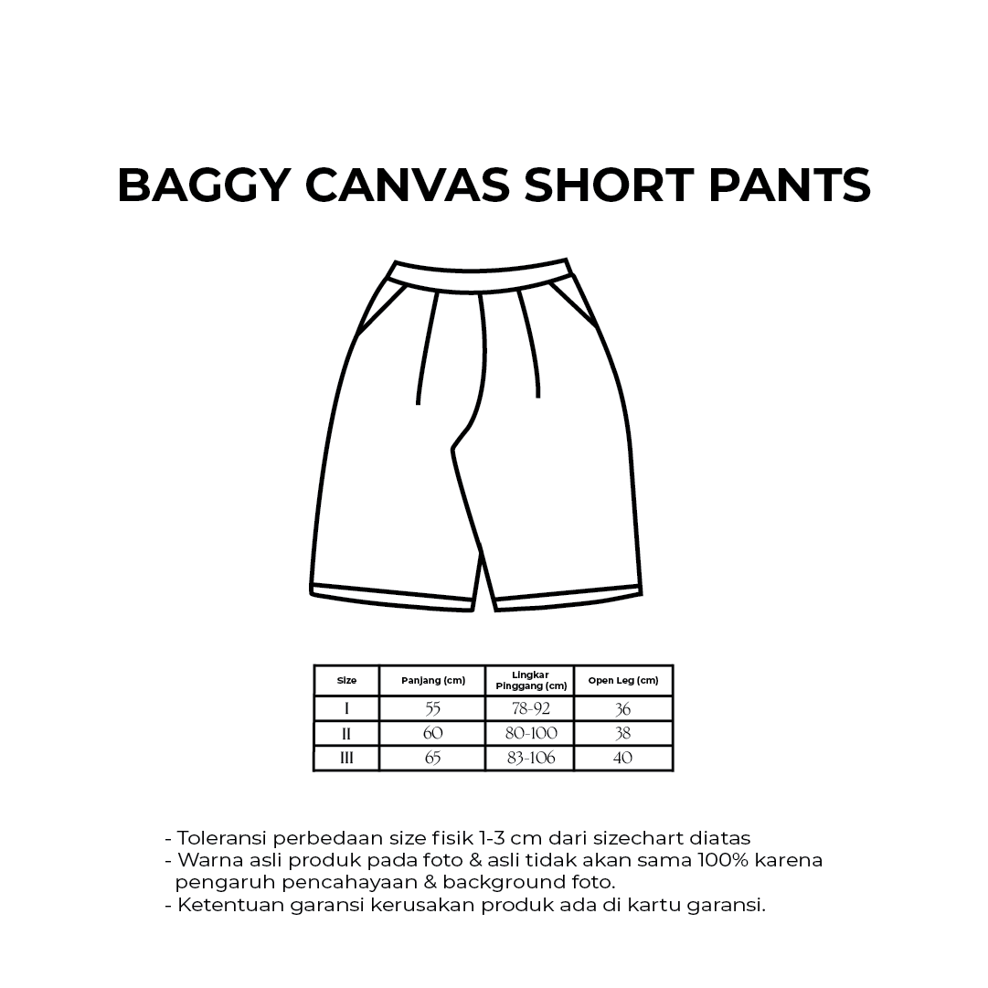 Baggy Canvas Short Pants - Black