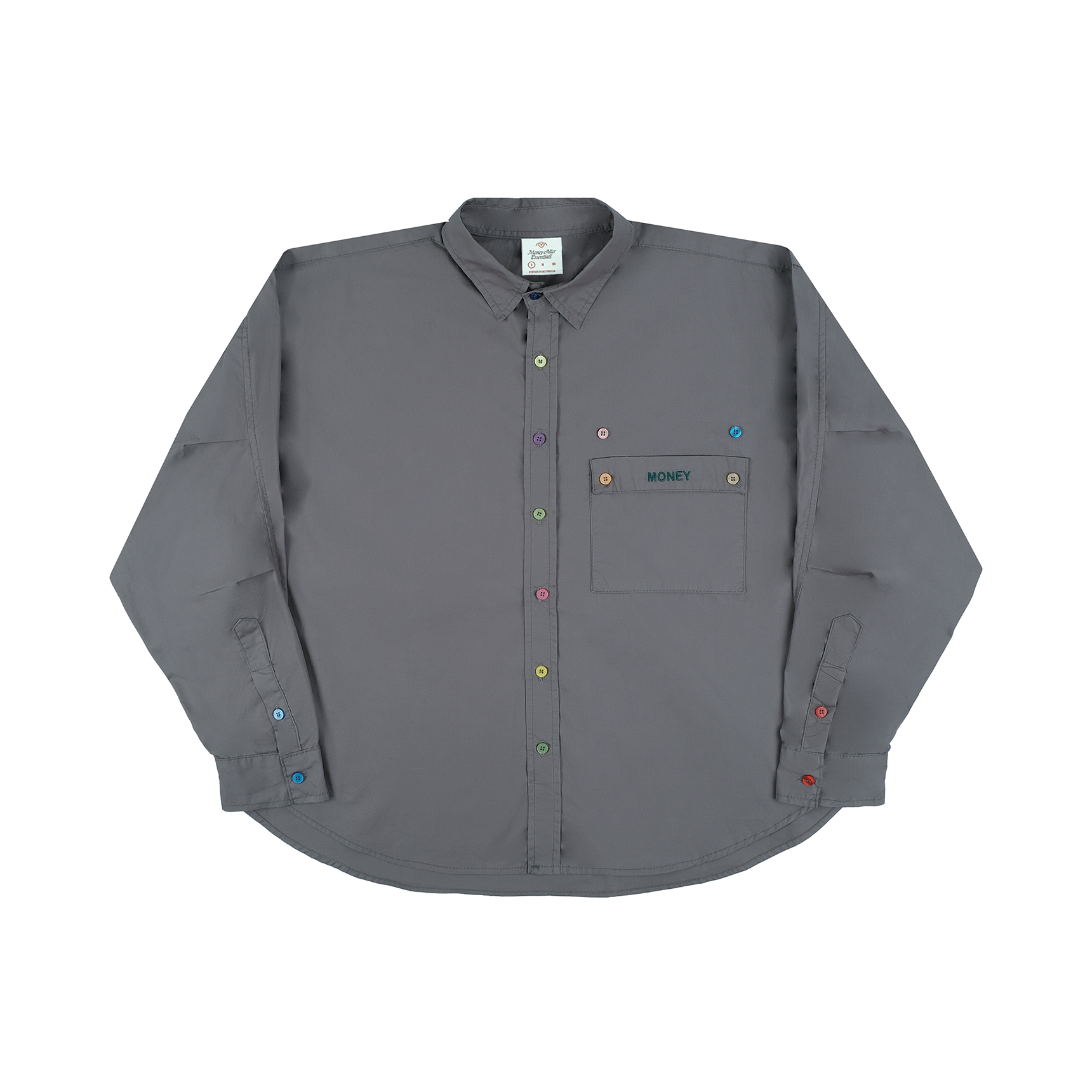 Colorful Button Oversized Shirt Grey