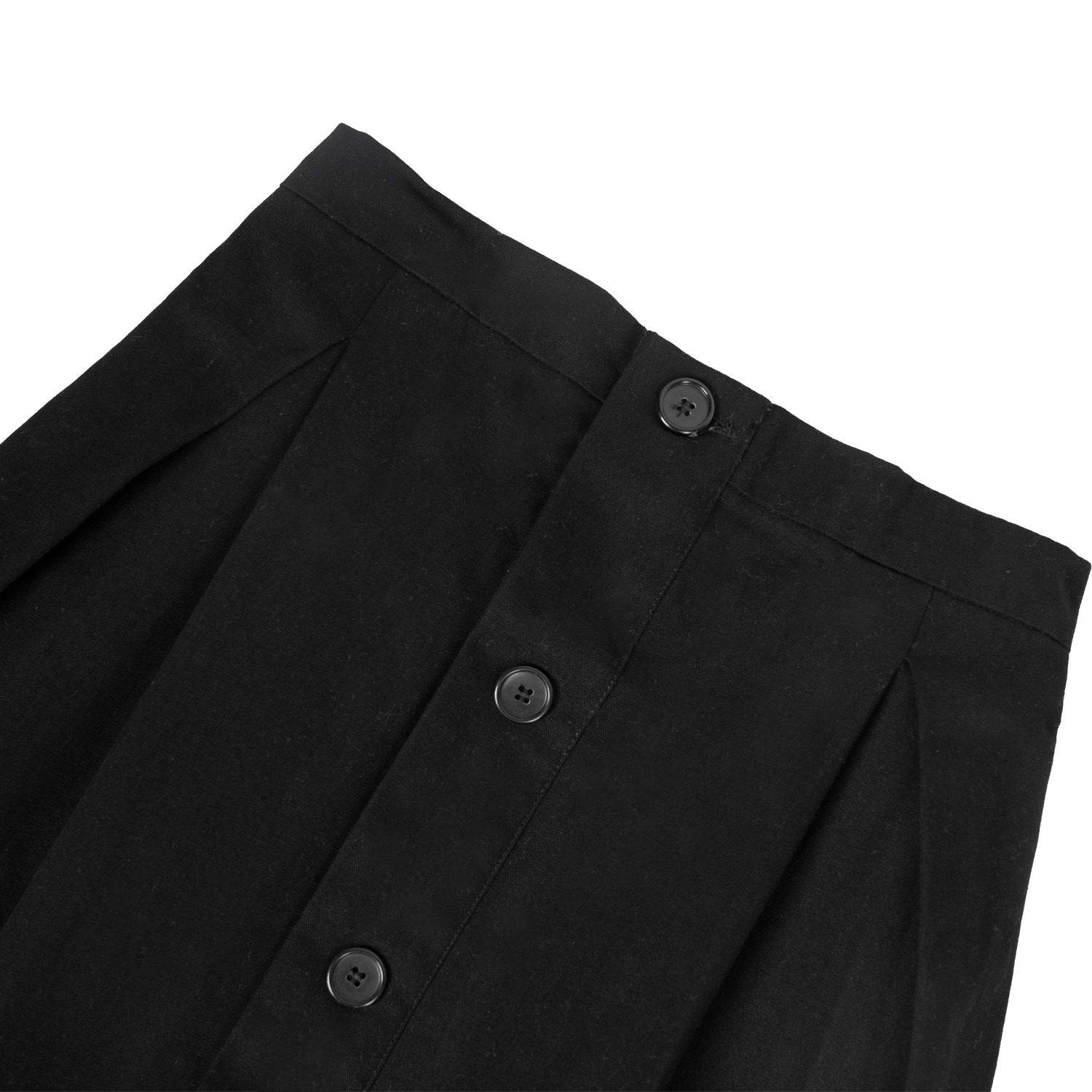 Double Fold Midi Skirt - Black 