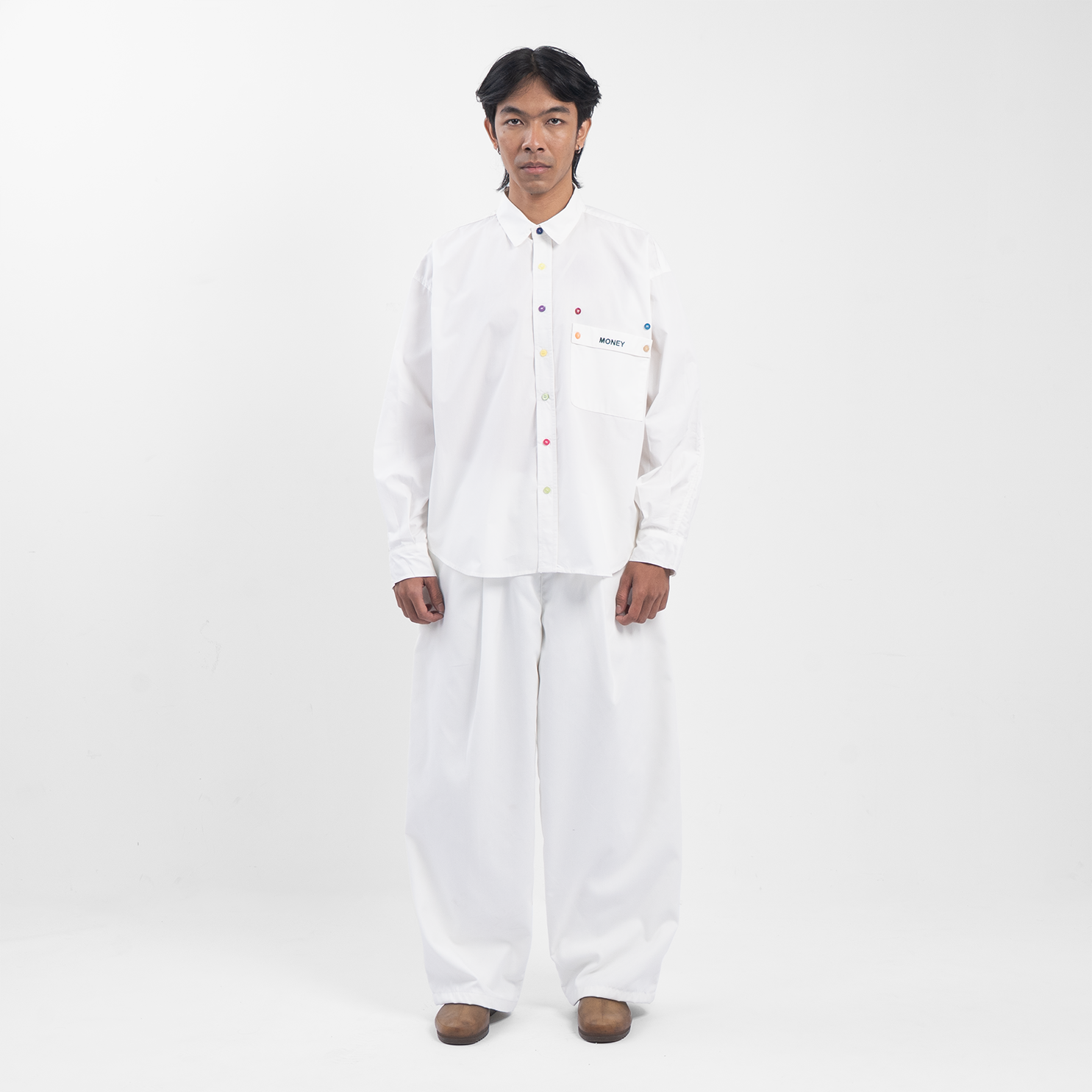 Baggy Canvas Trousers Broken White
