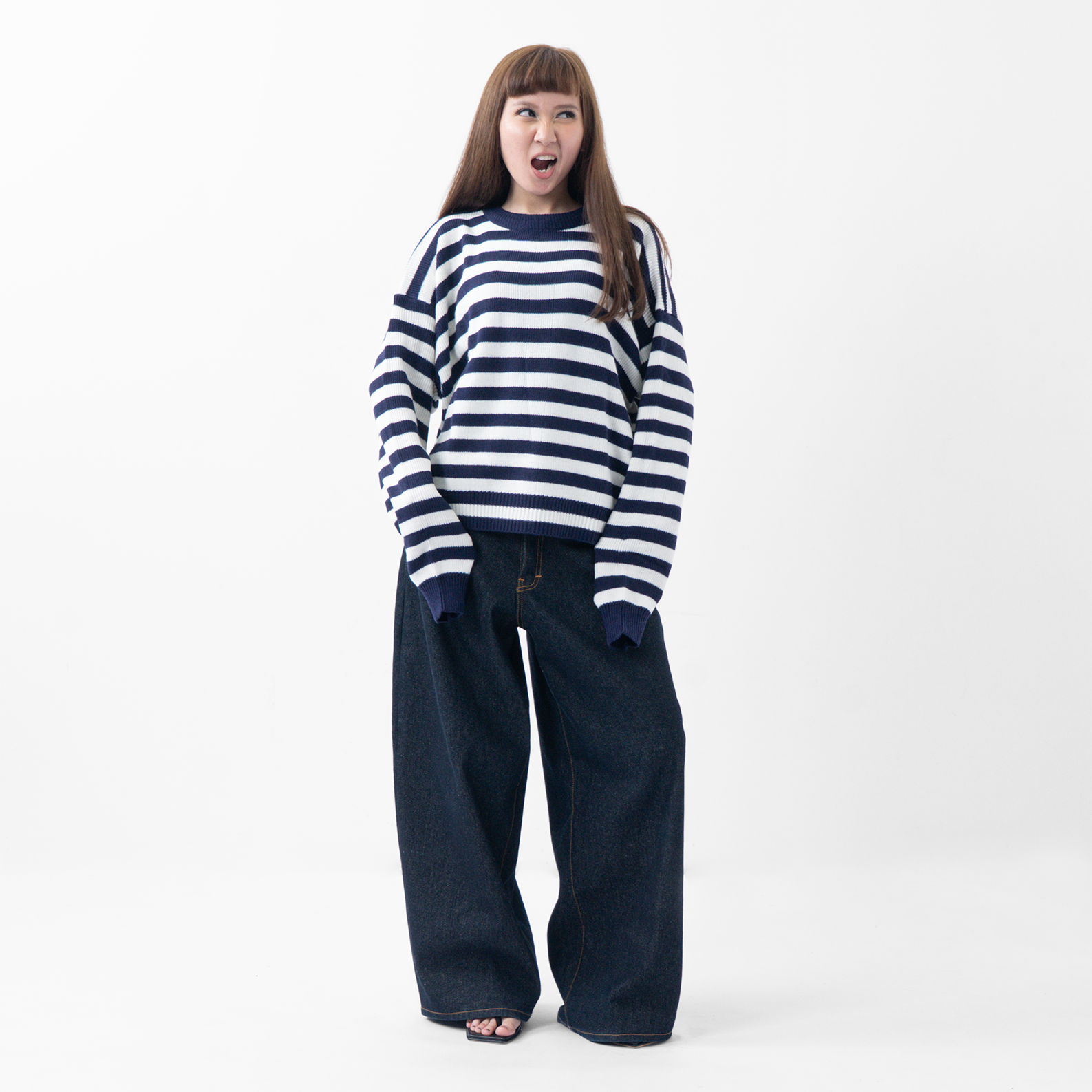 Bloom Stripes Knitwear Navy White