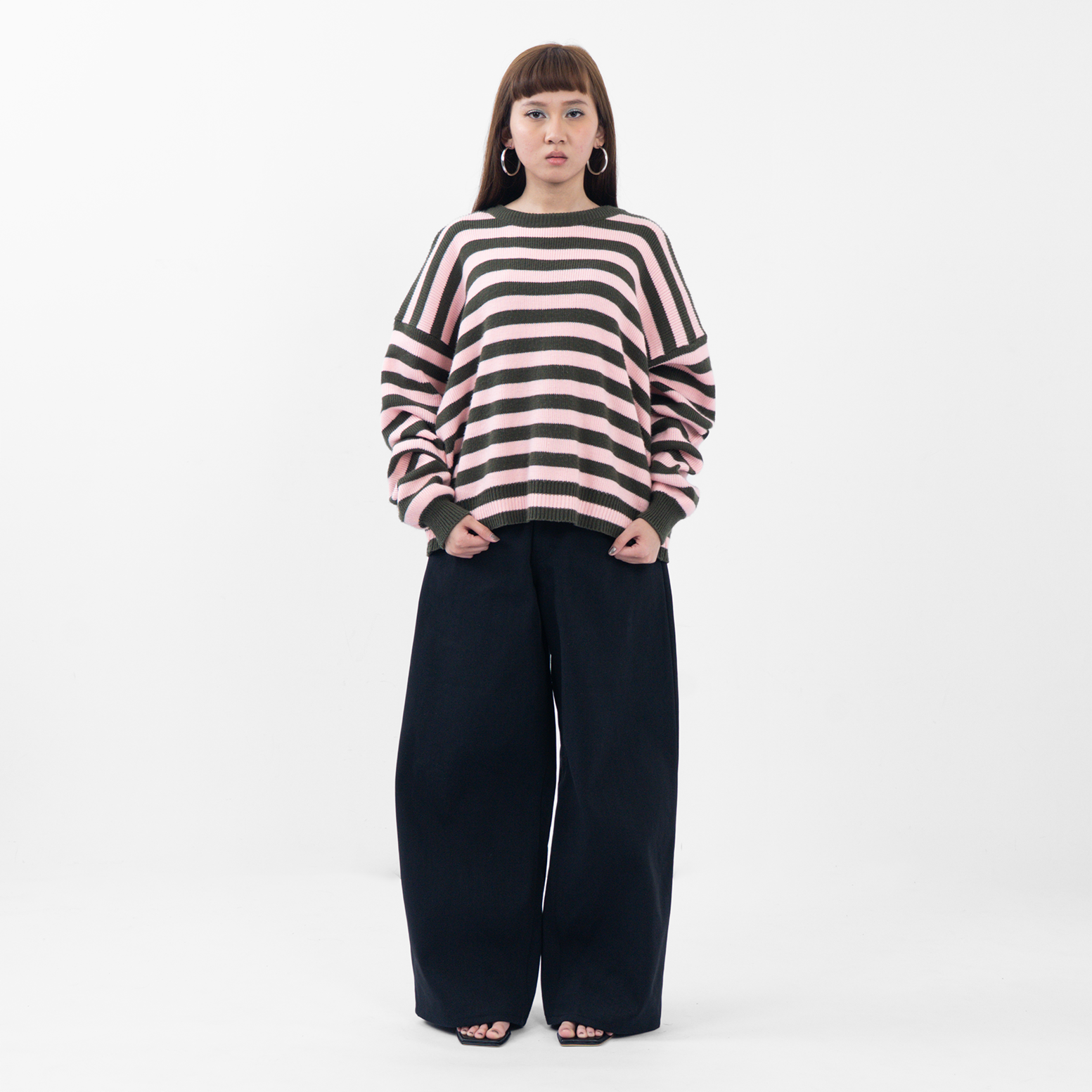 Bloom Stripes Knitwear Army Pink