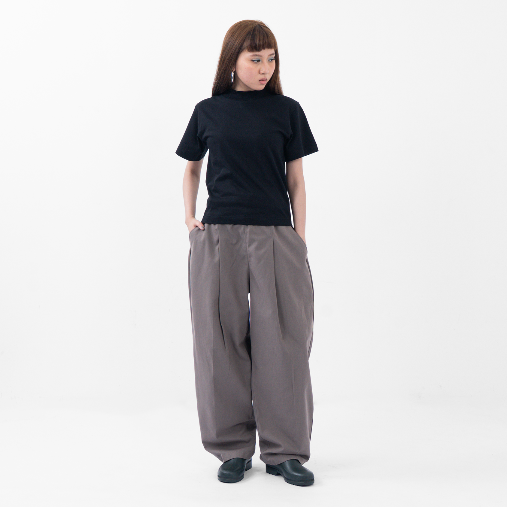 Baggy Canvas Trousers - Grey 