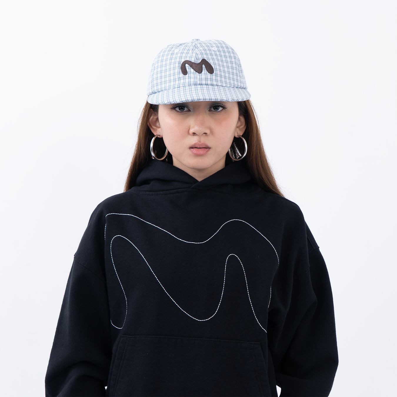 ⁠M Logo Plaid 6-Panel Cap