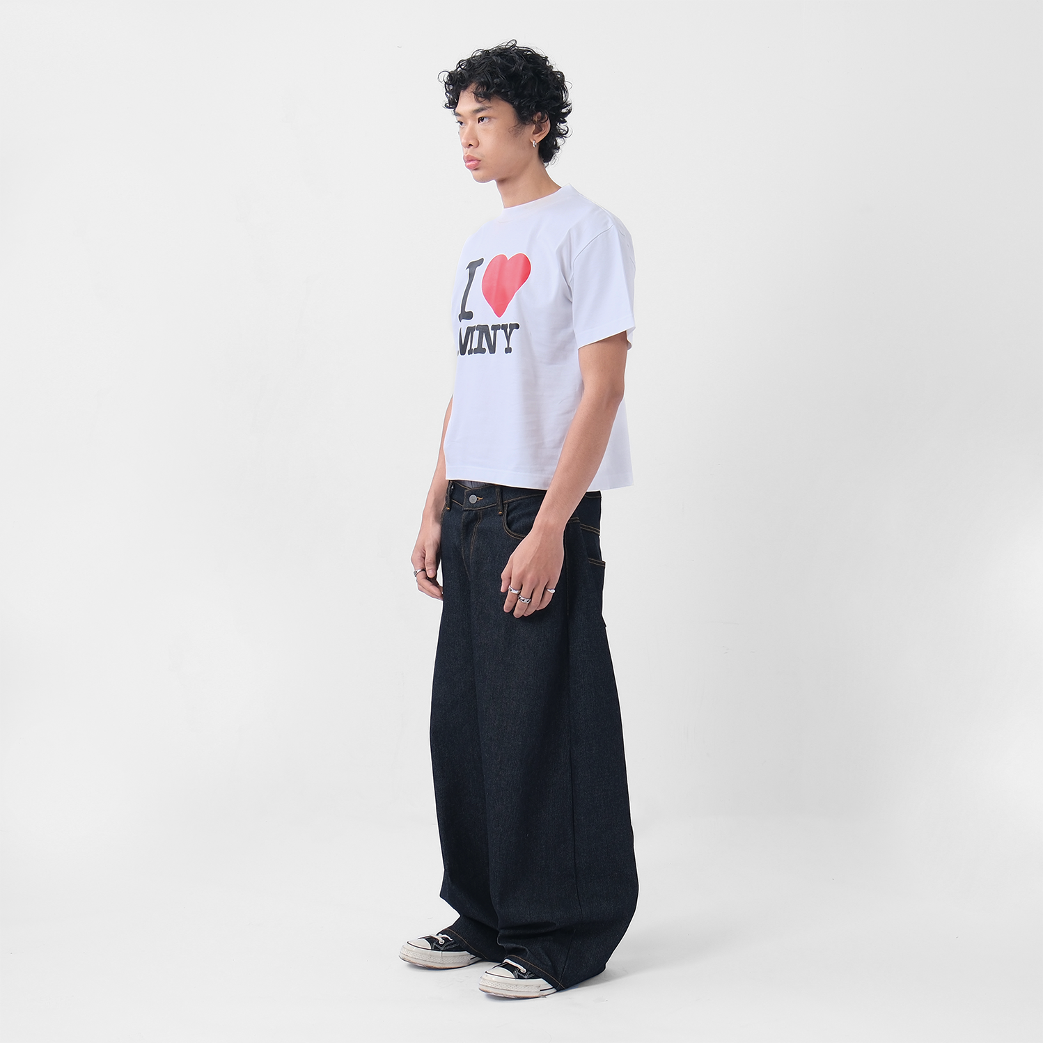  I Love Money Fitted  T-Shirt White