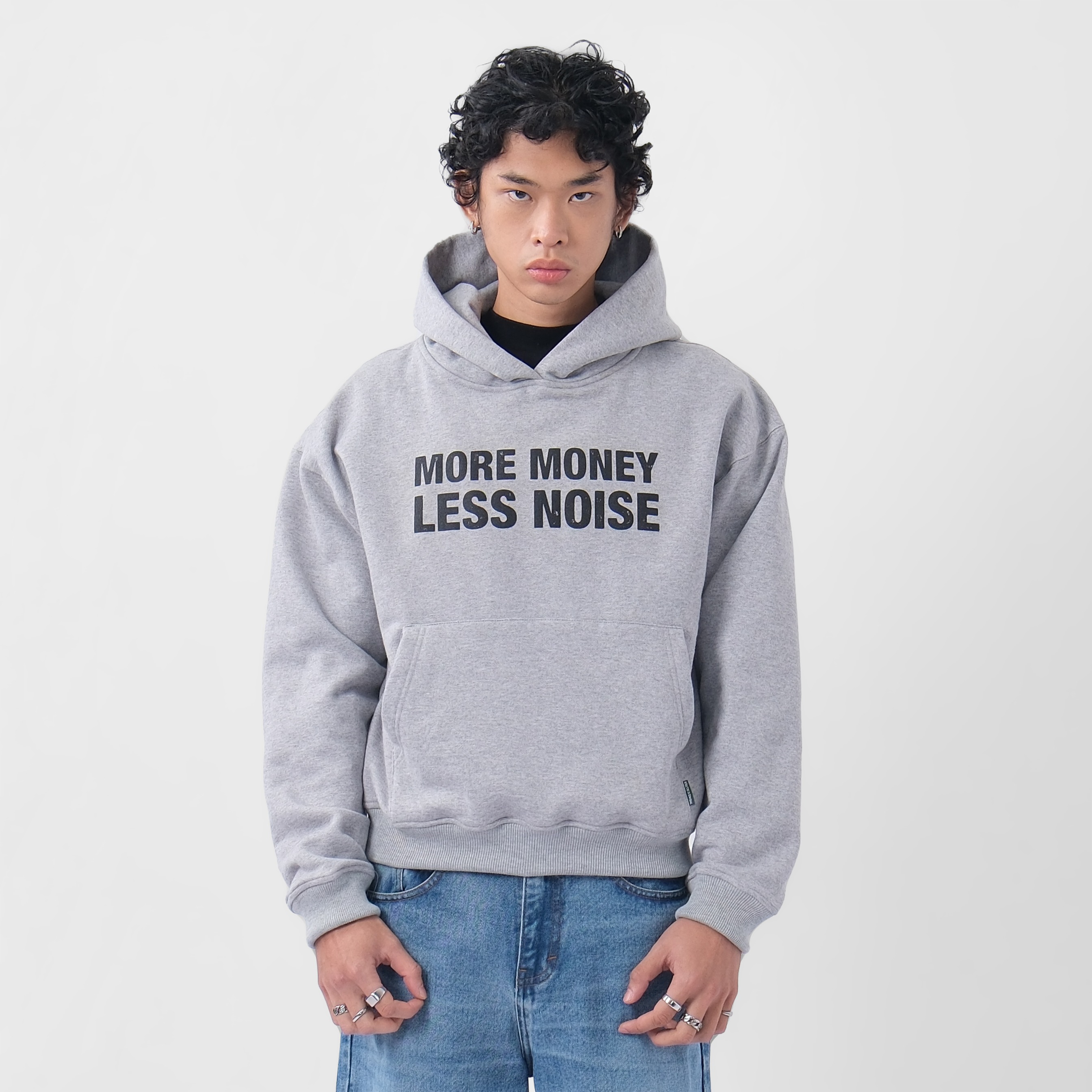 Less Noise Heavy Boxy Hoodie Misty Grey