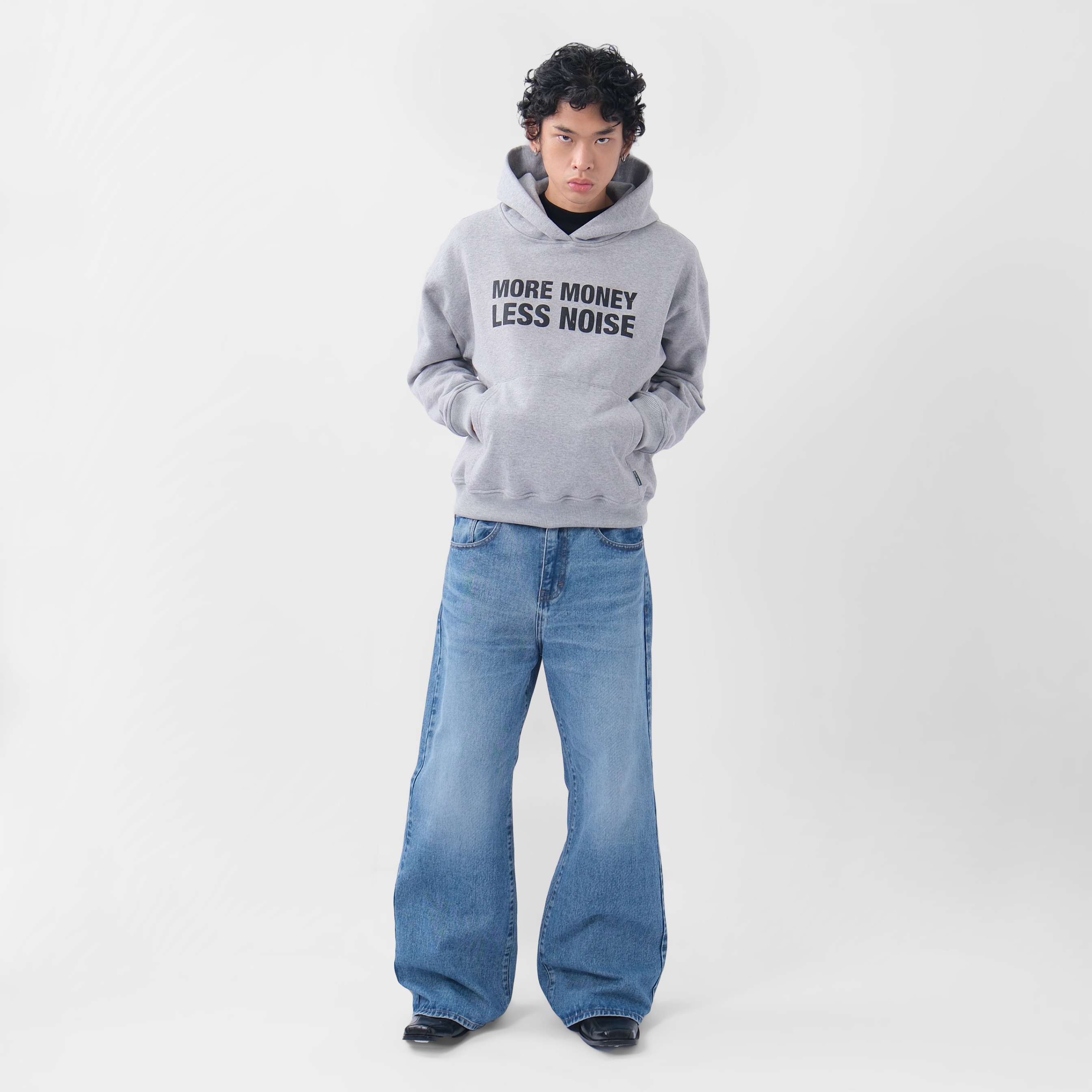 Less Noise Heavy Boxy Hoodie Misty Grey