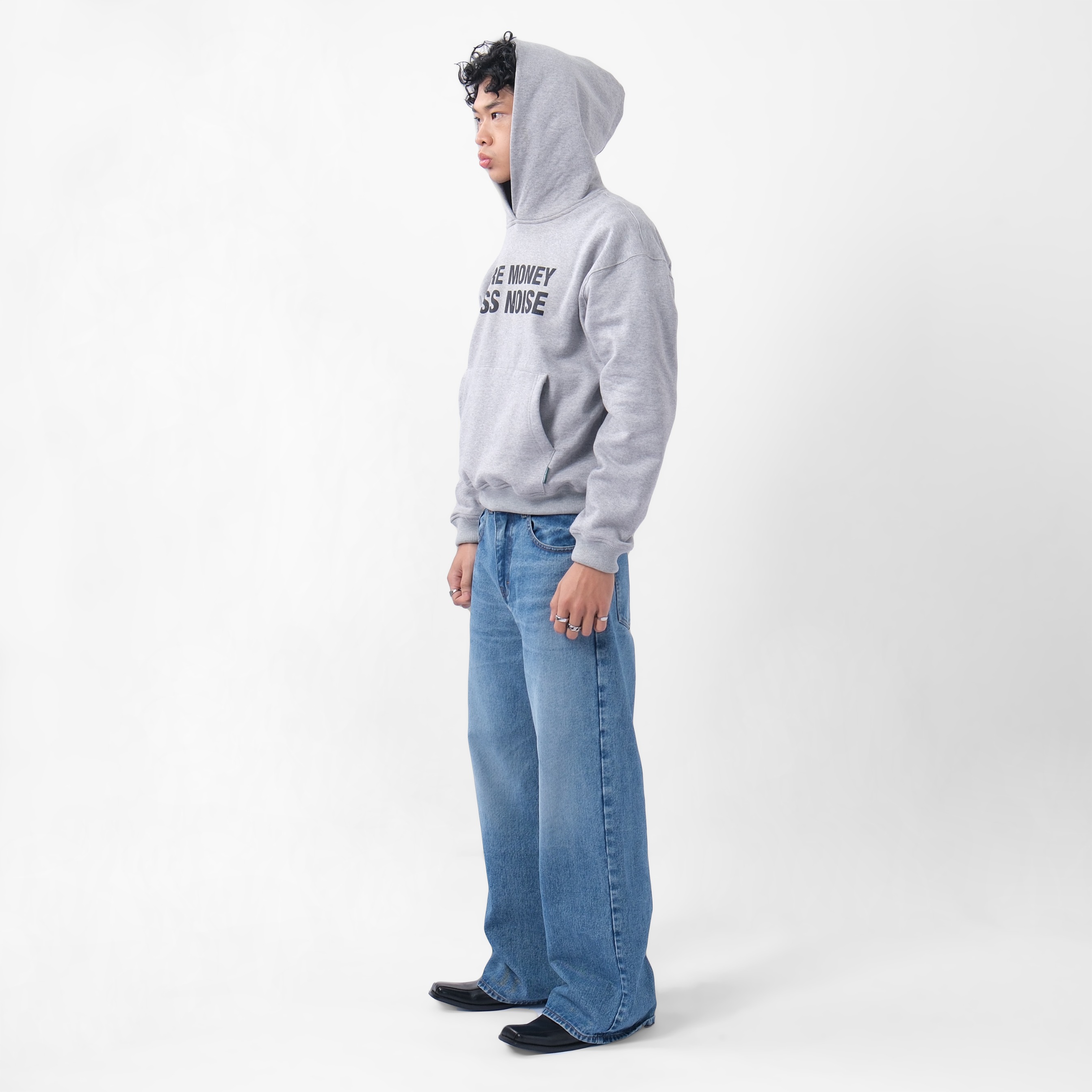 Less Noise Heavy Boxy Hoodie Misty Grey