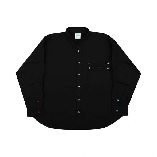 Image of Colorful Button Oversized Shirt Black