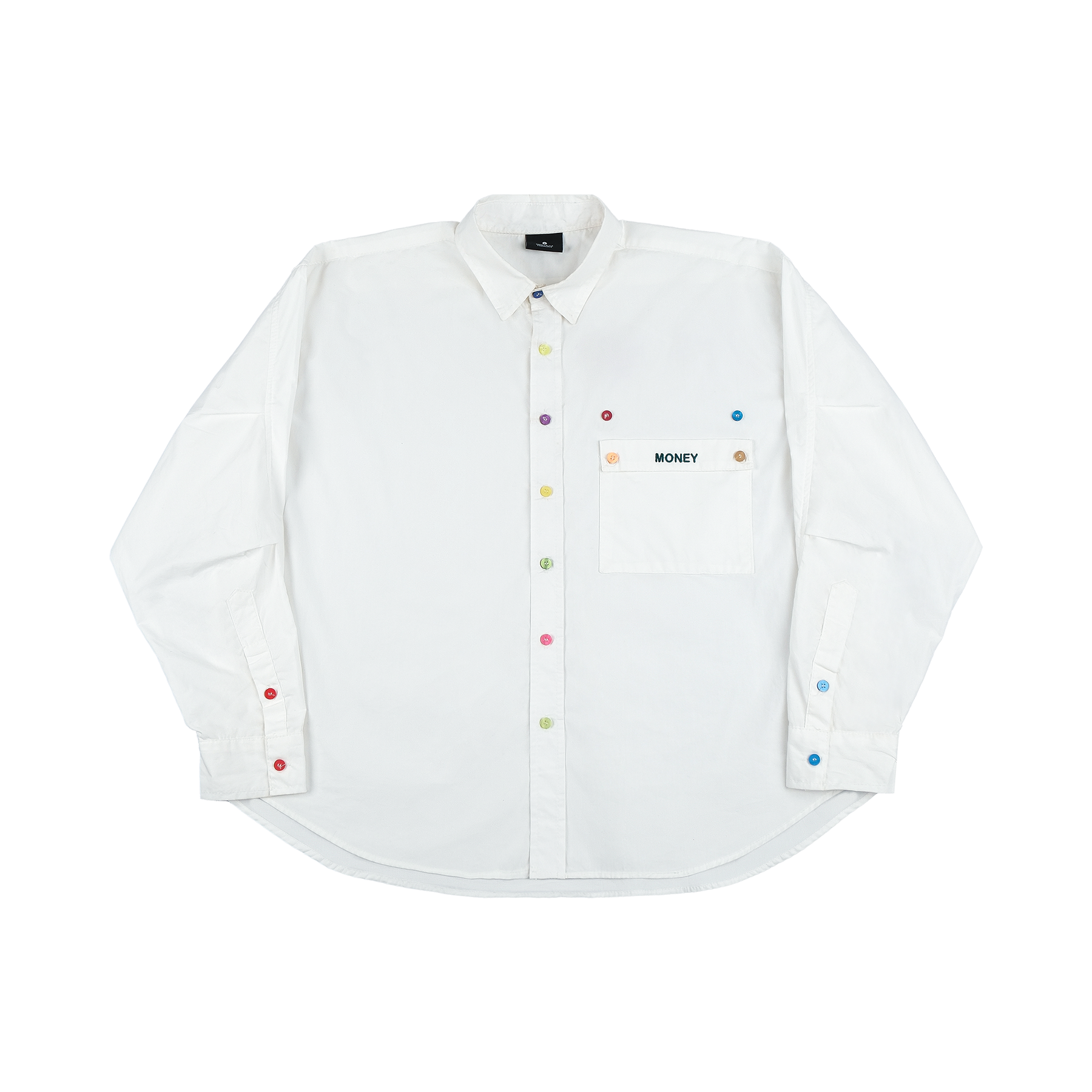 Colorful Button Oversized Shirt White