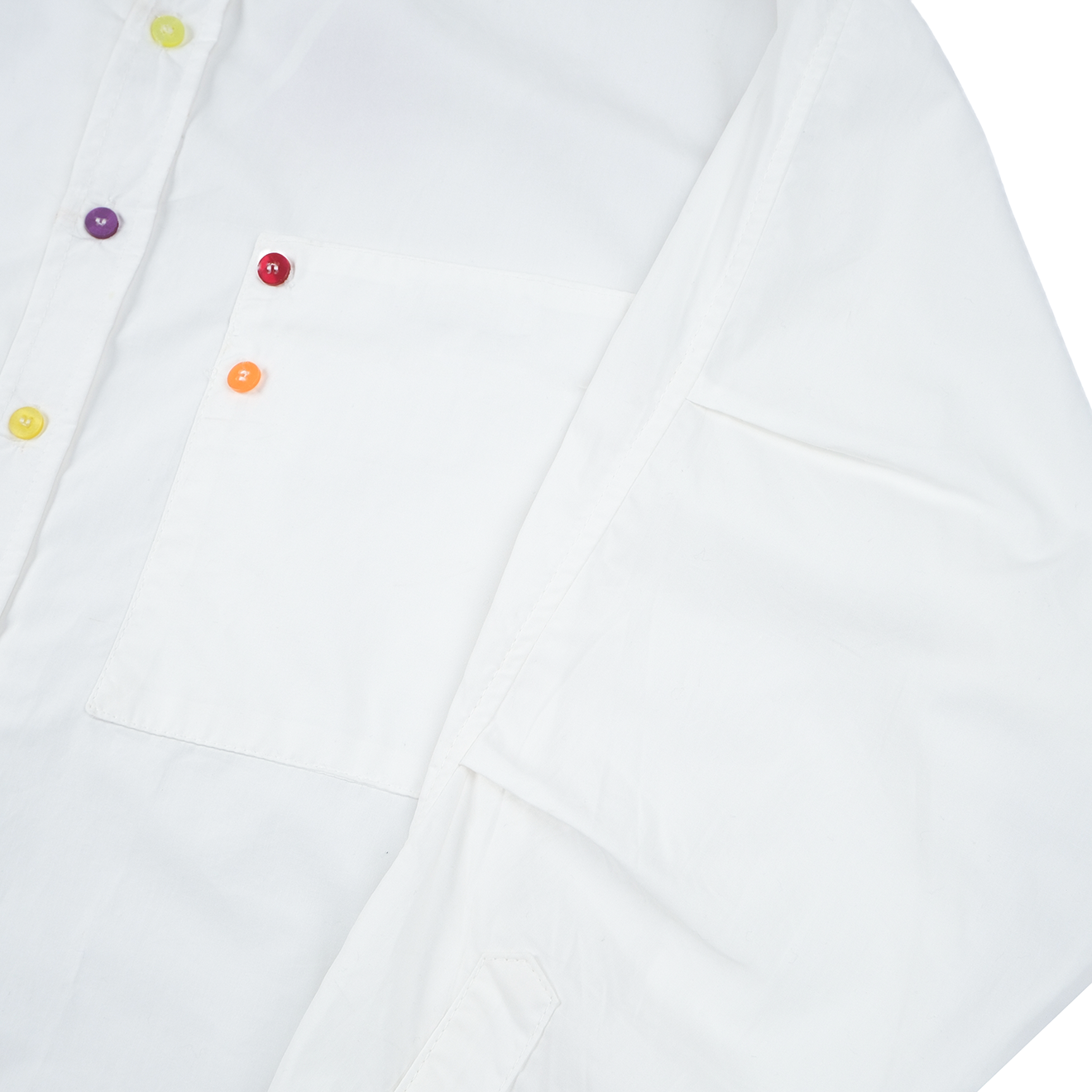 Colorful Button Oversized Shirt White