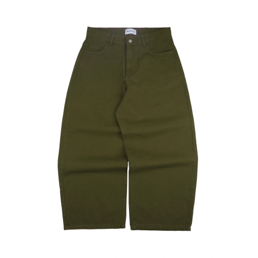 'Forma' Wide Denim Pants Washed Olive