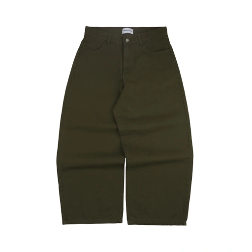 'Forma' Wide Denim Pants Washed Olive