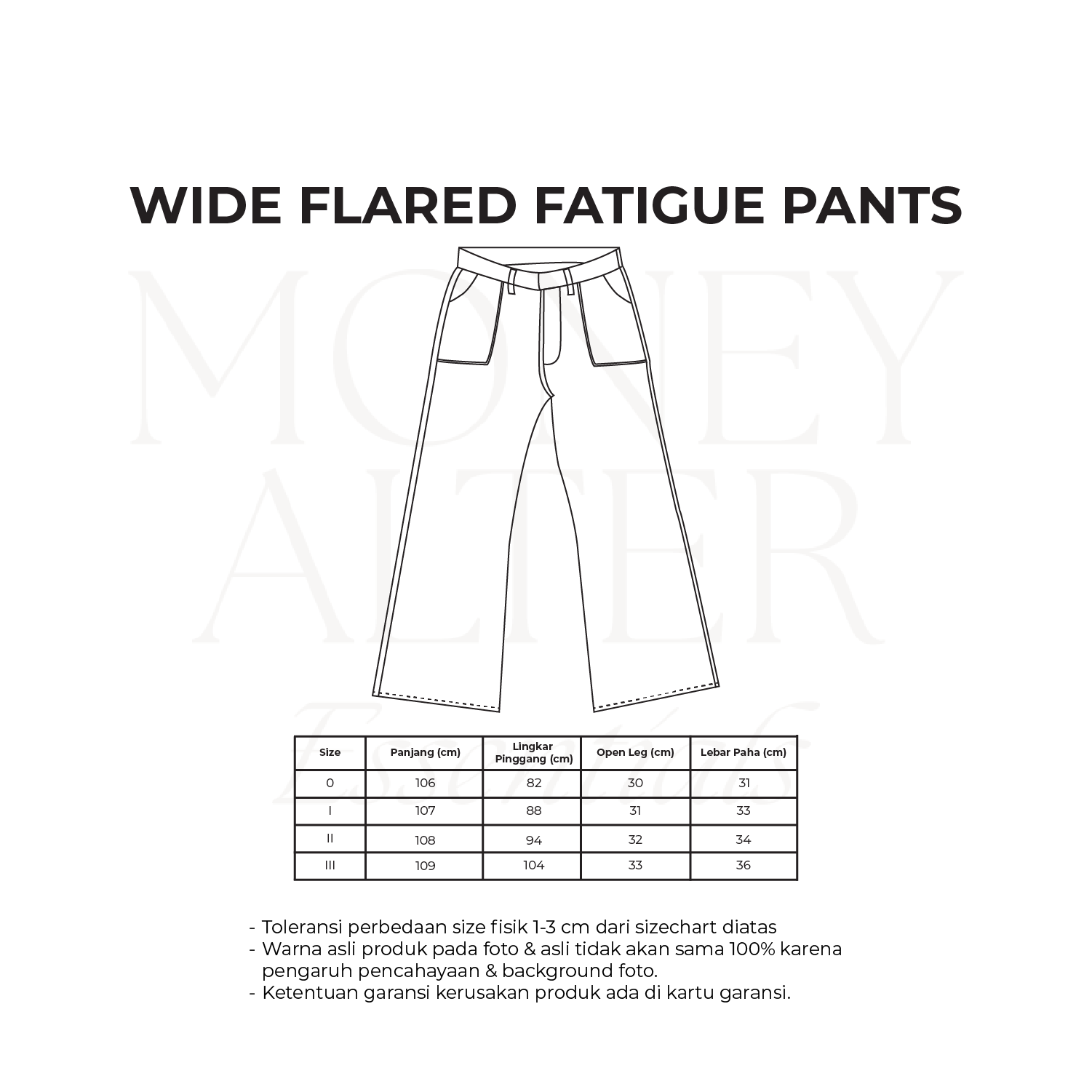 Wide Flared Fatigue Pants - Black