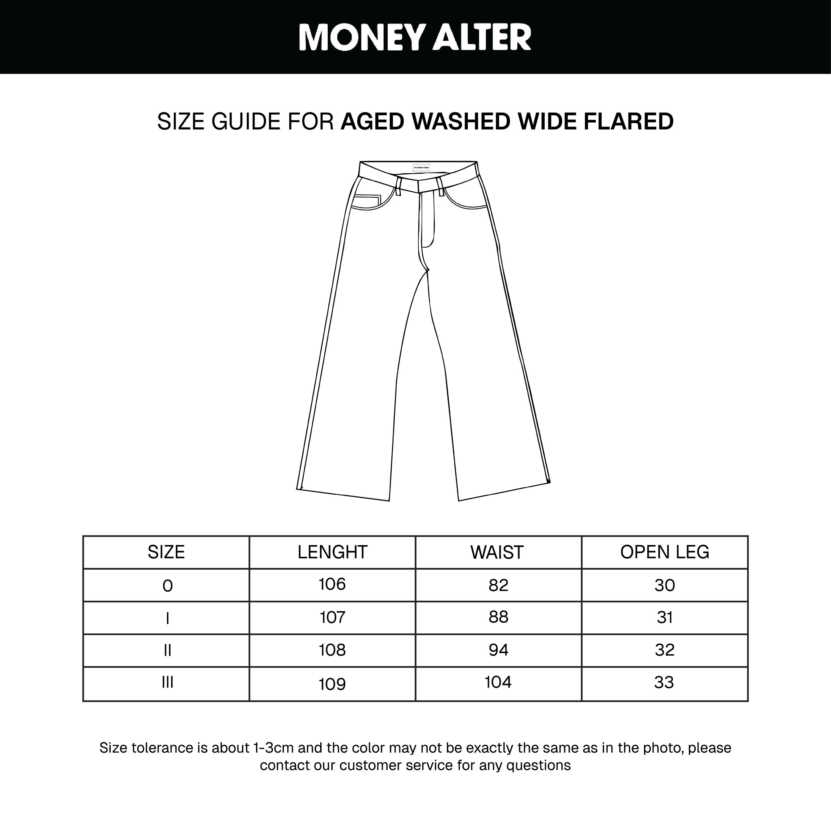 Wide Flare Denim Pants Aged Wash
