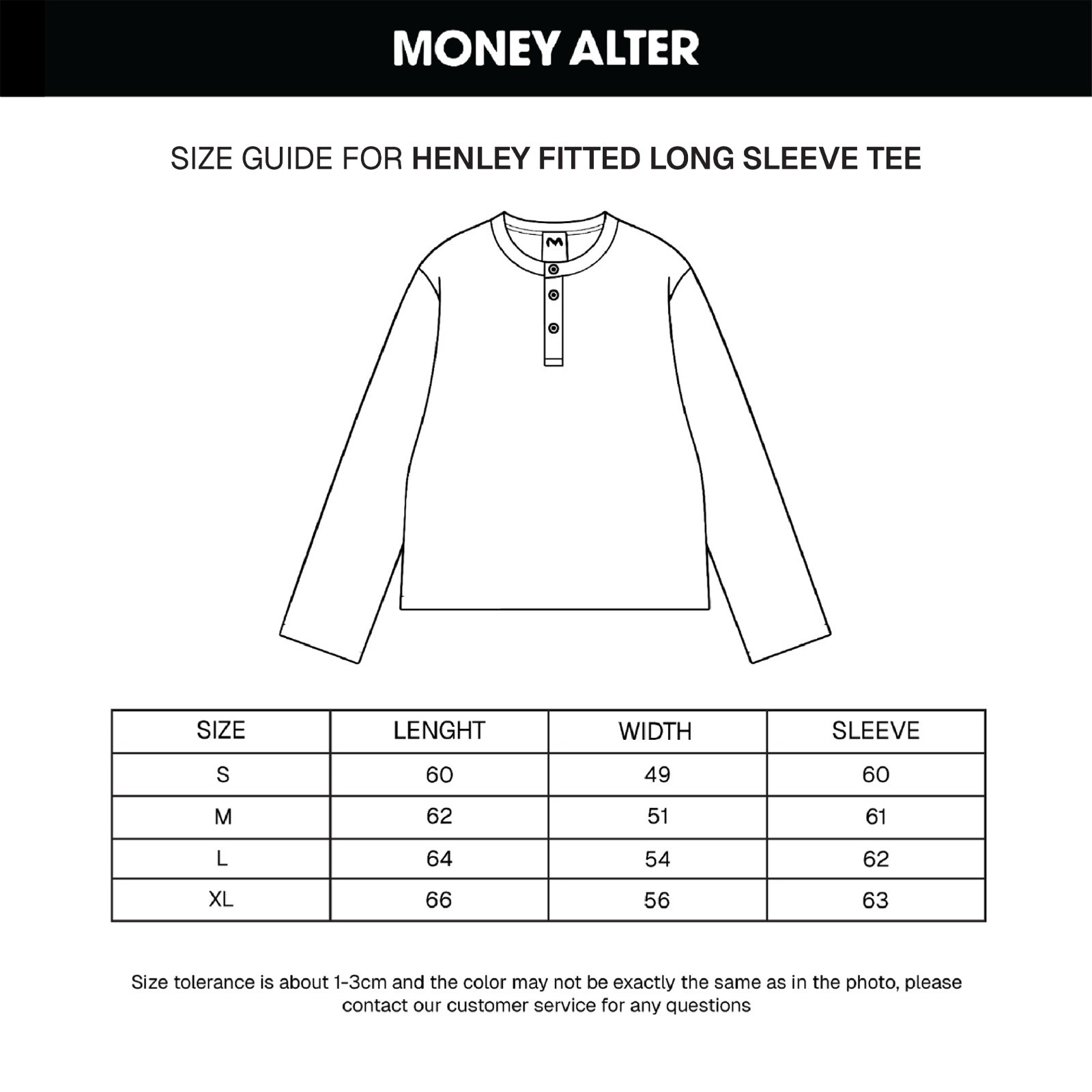 Henley Fitted Long Sleeve Tee Black