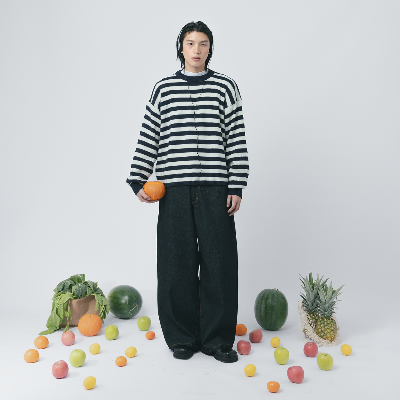 Bloom Stripes Knitwear Navy White