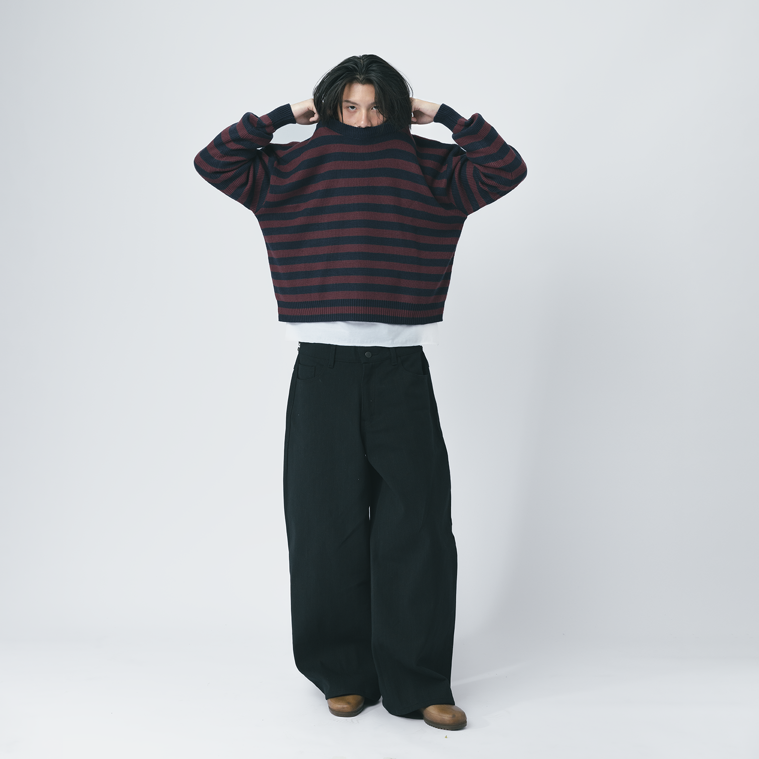 Bloom Stripes Knitwear Navy Maroon