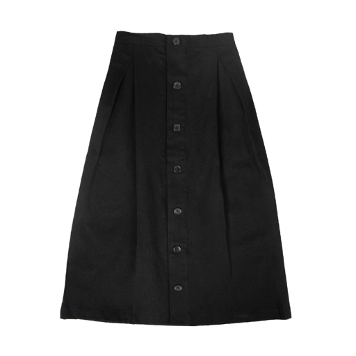 Image of Double Fold Midi Skirt - Black 