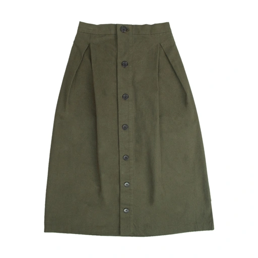 Image of Double Fold Midi Skirt - Dark Olive 