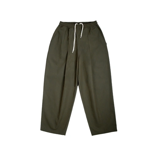 Image of Baggy Canvas Trousers - Dark Olive 