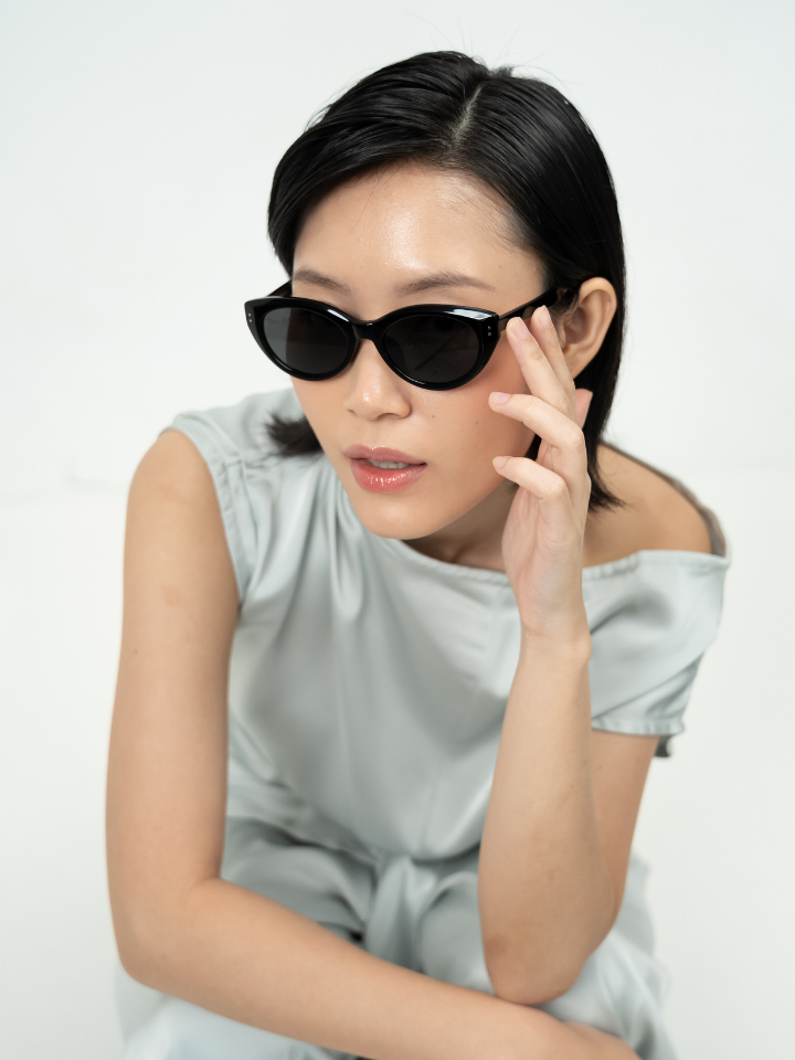ANKARA Eyewear - SILVA Black Lens with Black Acetate Cat-eye Sunglasses