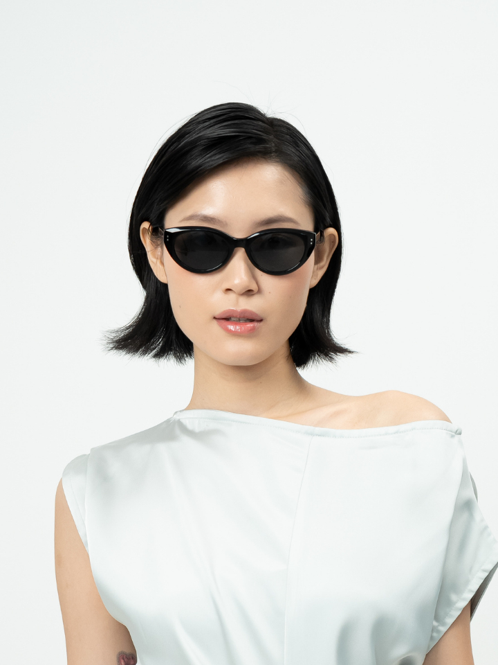 ANKARA Eyewear - SILVA Black Lens with Black Acetate Cat-eye Sunglasses