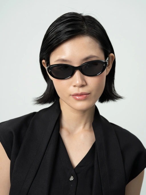 Image of ANKARA Eyewear - JENNI Black Lens with Black Acetate Oval Sunglasses