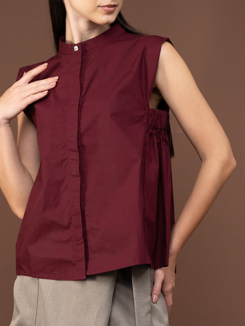 ANKARA- Kin Mandarin Collar Sleeveless Shirt