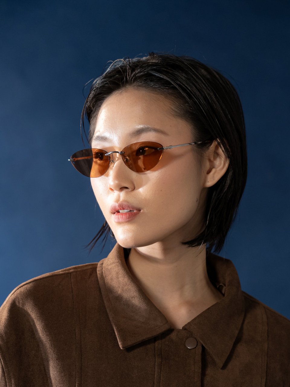 ANKARA Eyewear - HARUN Amber Resin Lens with Tangerine Tortoise Cat-eye Copper Frame Sunglasses